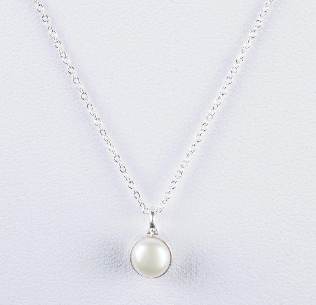 Designer Sterling Silver Bezel Set Pearl Astrology Pendant Necklace Size ONE SIZE - 1 Thumbnail