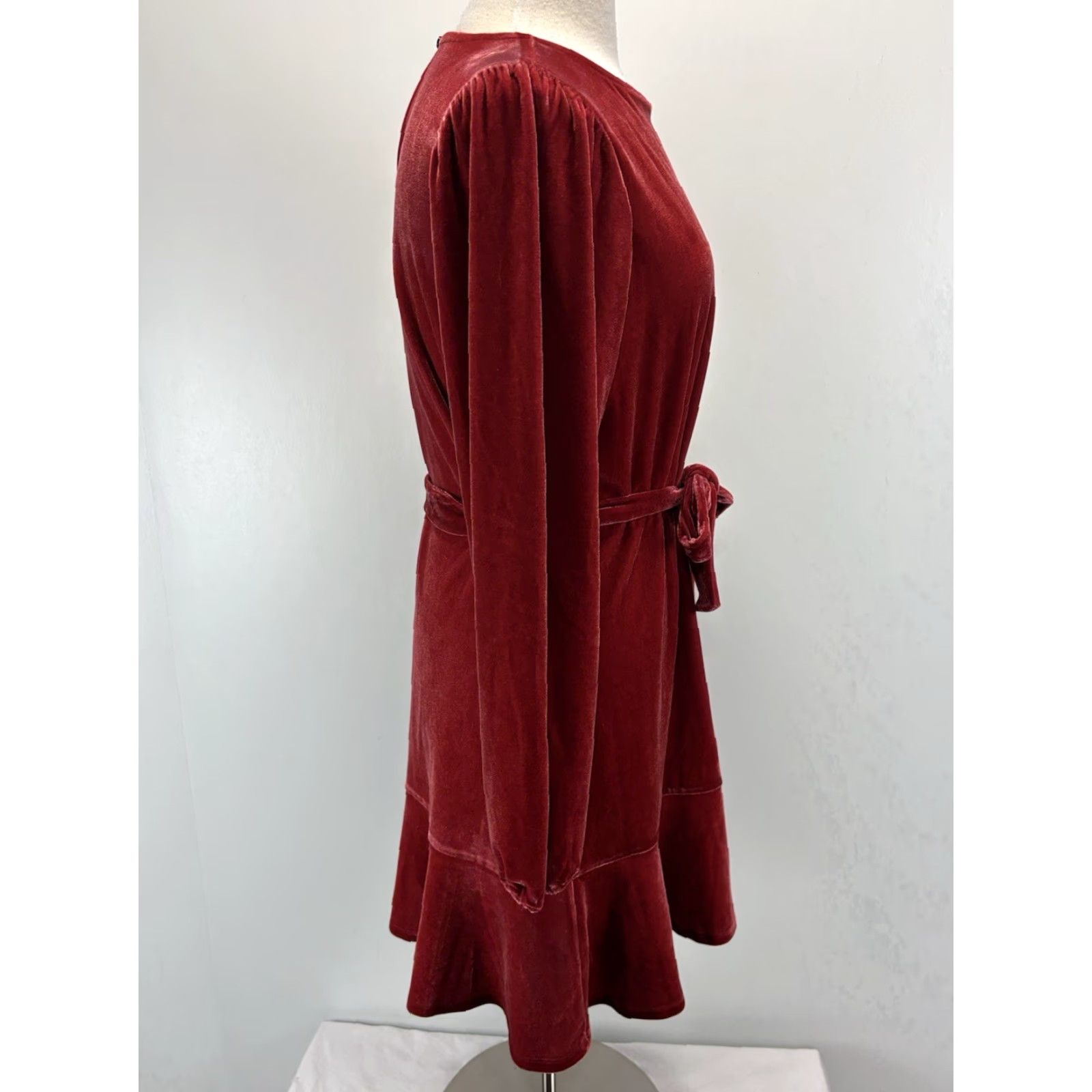 J.Crew J. Crew Factory Velvet Mini Dress Women M Red Tie Waist Holiday Cocktail Party Women M Velvet Tie Waist Holiday 90s? Size M / US 6-8 / IT 42-44 - 4 Thumbnail
