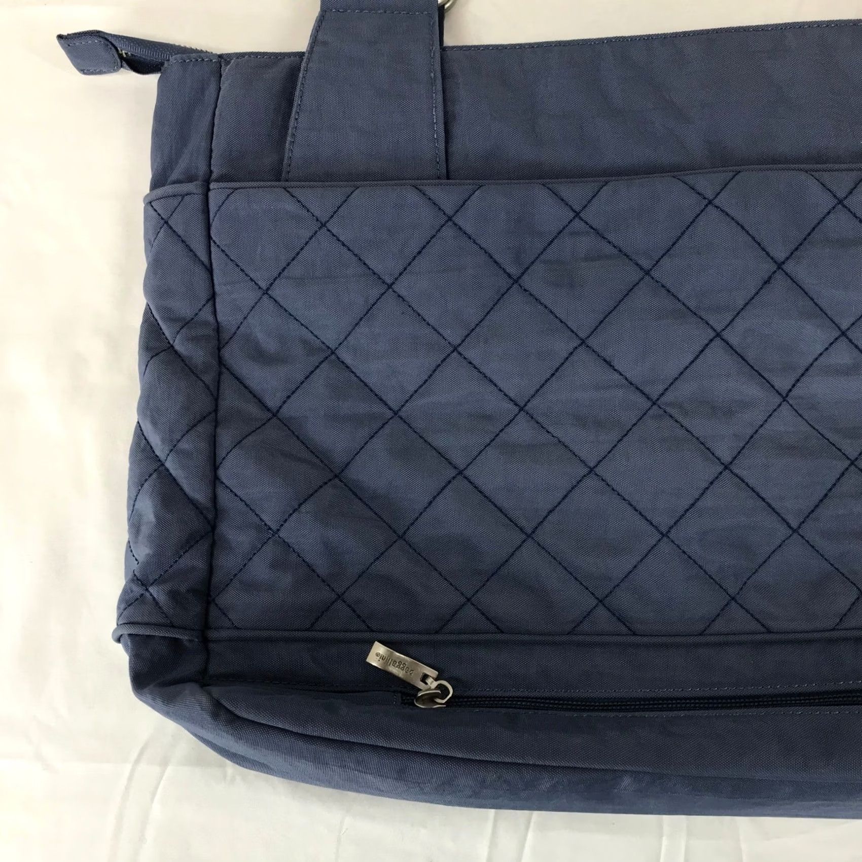 Vintage Baggallini Bag Blue Quilted Tote Purse Turn Lock Zip Pocket Shoulder Bag Size ONE SIZE - 6 Thumbnail