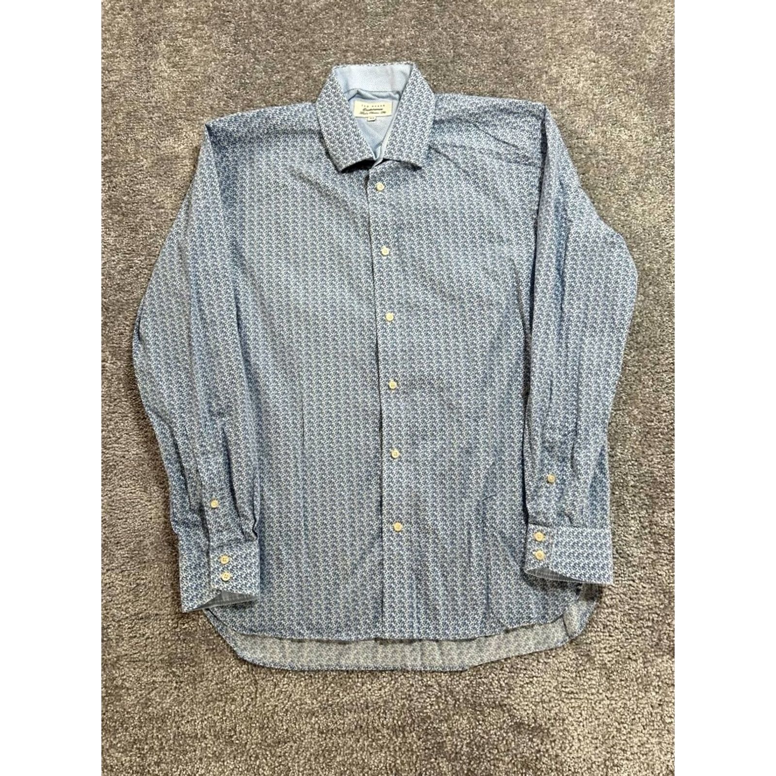 Ted Baker Ted Baker Endurance Dress Shirt Men 15.5 Blue Classic Fit Cotton Button Up Size 40R - 2 Thumbnail