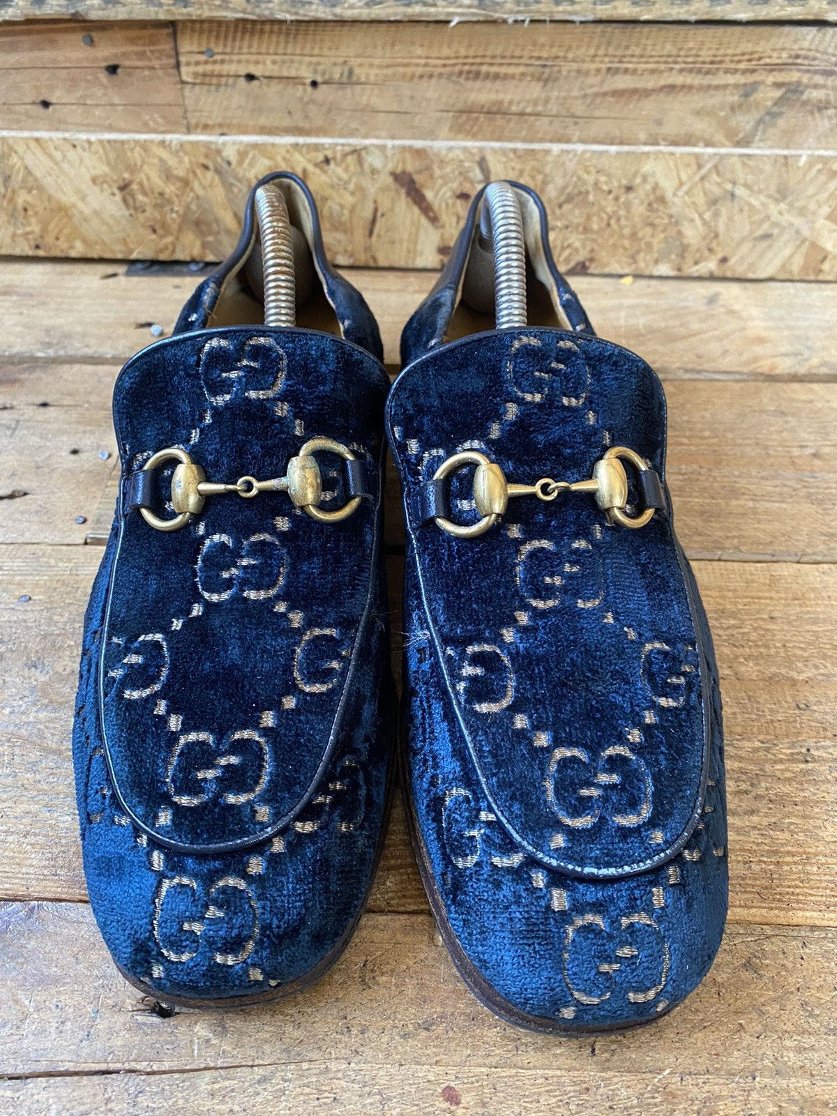 Designer × Gucci Gucci horsebit monogram velvet GG LOGO slip on loafers Uk6 Size US 7 / EU 40 - 2 Thumbnail