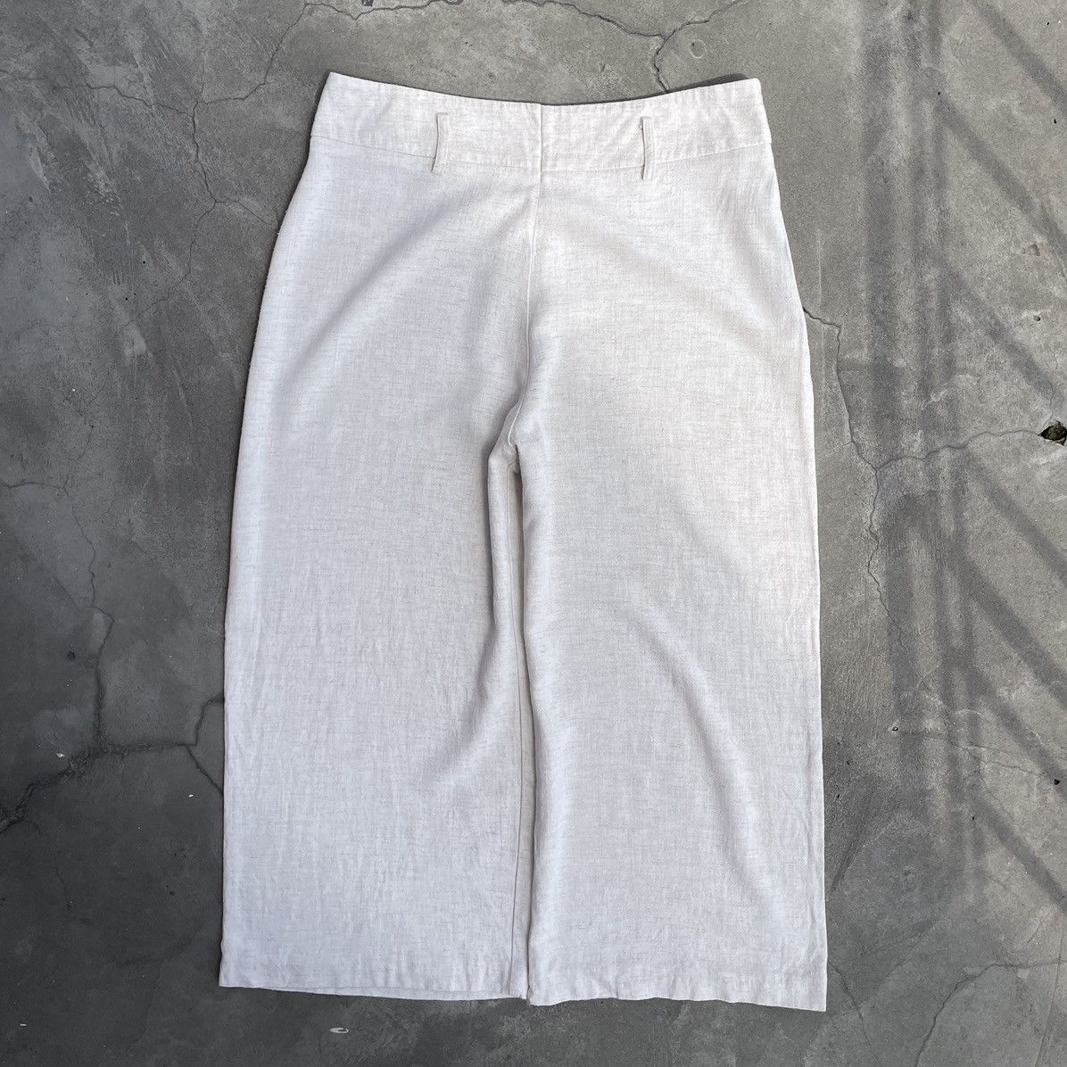 Vintage Wide Linen Ivory Kulot Shorts Vintage Size US 33 - 6 Thumbnail