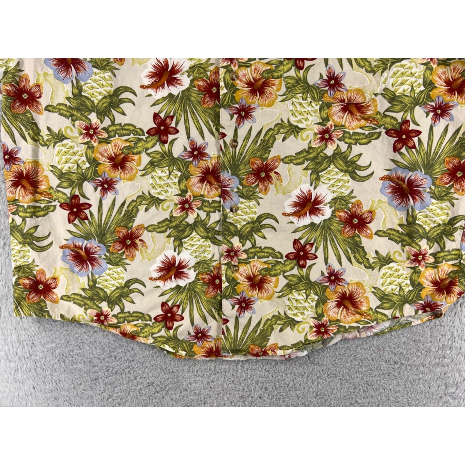 Vintage Crossings Shirt Mens XL Beige Floral Hibiscus Pineapple Plumeria Cotton Size US XL / EU 56 / 4 - 5 Thumbnail