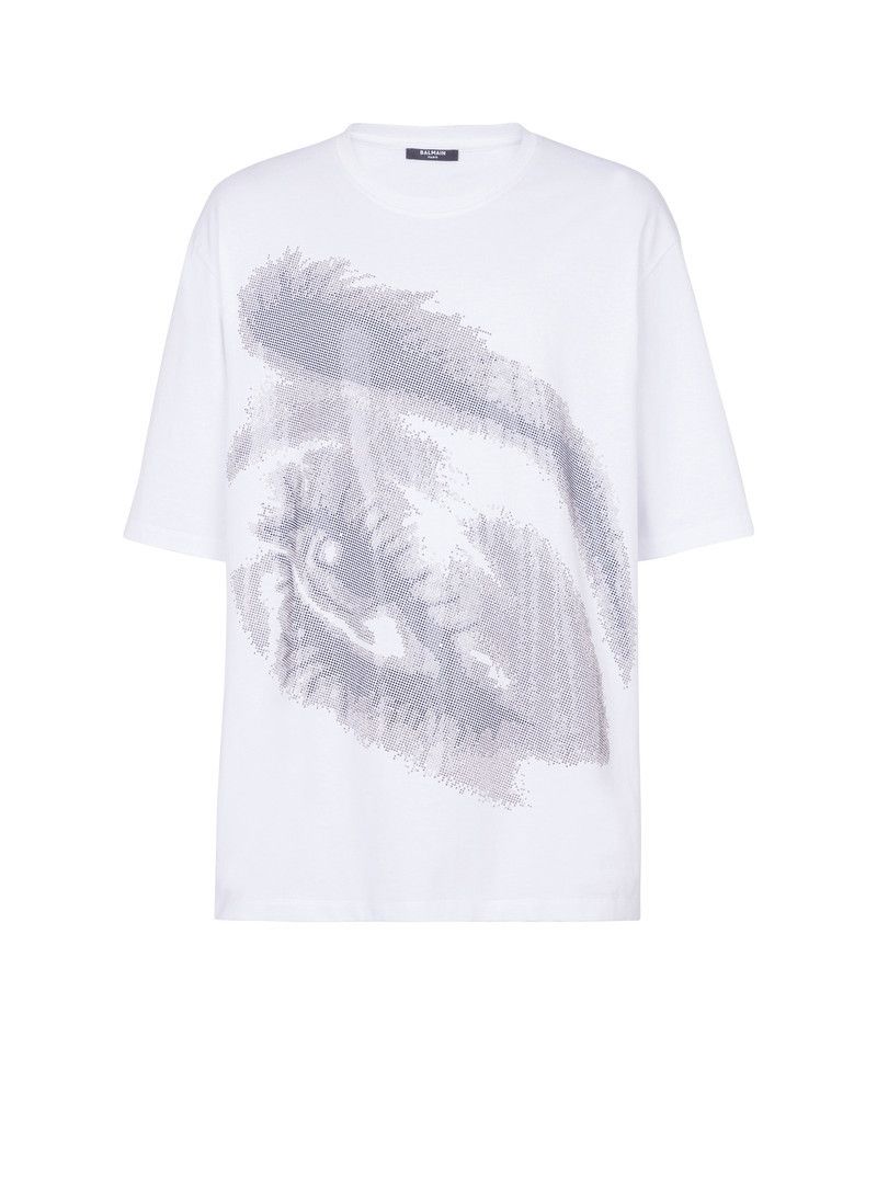 Balmain o1y0426 Crewneck T-Shirt in White/Gray Size US S / EU 44-46 / 1 - 1 Thumbnail