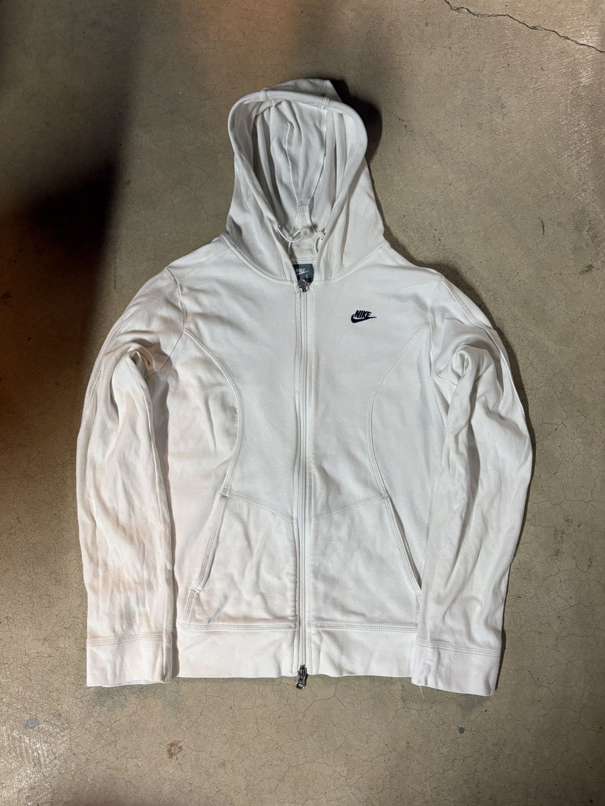 Nike Womens Vintage 00’s Nike Y2K Full Zip Up Hoodie White Large Size L / US 10 / IT 46 - 1 Thumbnail