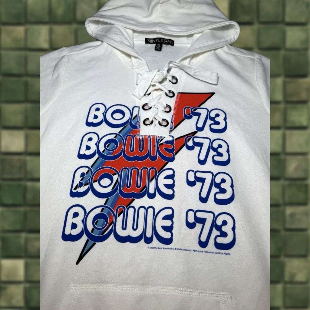 Vintage VINTAGE David Bowie THE VINYL ICONS Hoodie Pullover White 00 Women World Tour Bowie Logo Long Sleeve Regular Size 00 Size XXS / US 00 / IT 34 - 1 Thumbnail