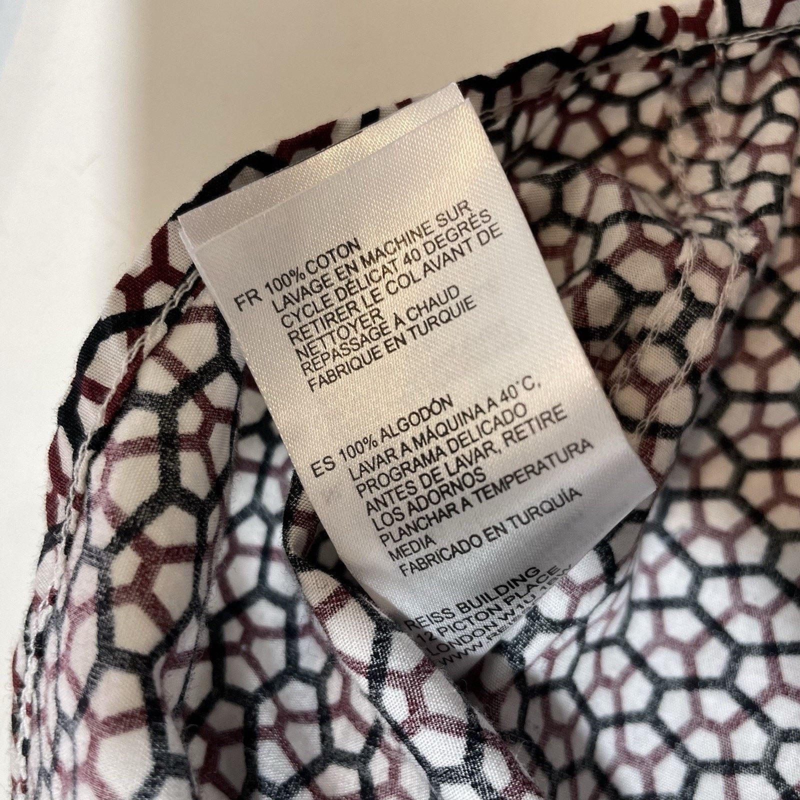 Reiss Reiss Men’s Geo Print White Shirt Size Medium Slim Fit Size US M / EU 48-50 / 2 - 7 Thumbnail