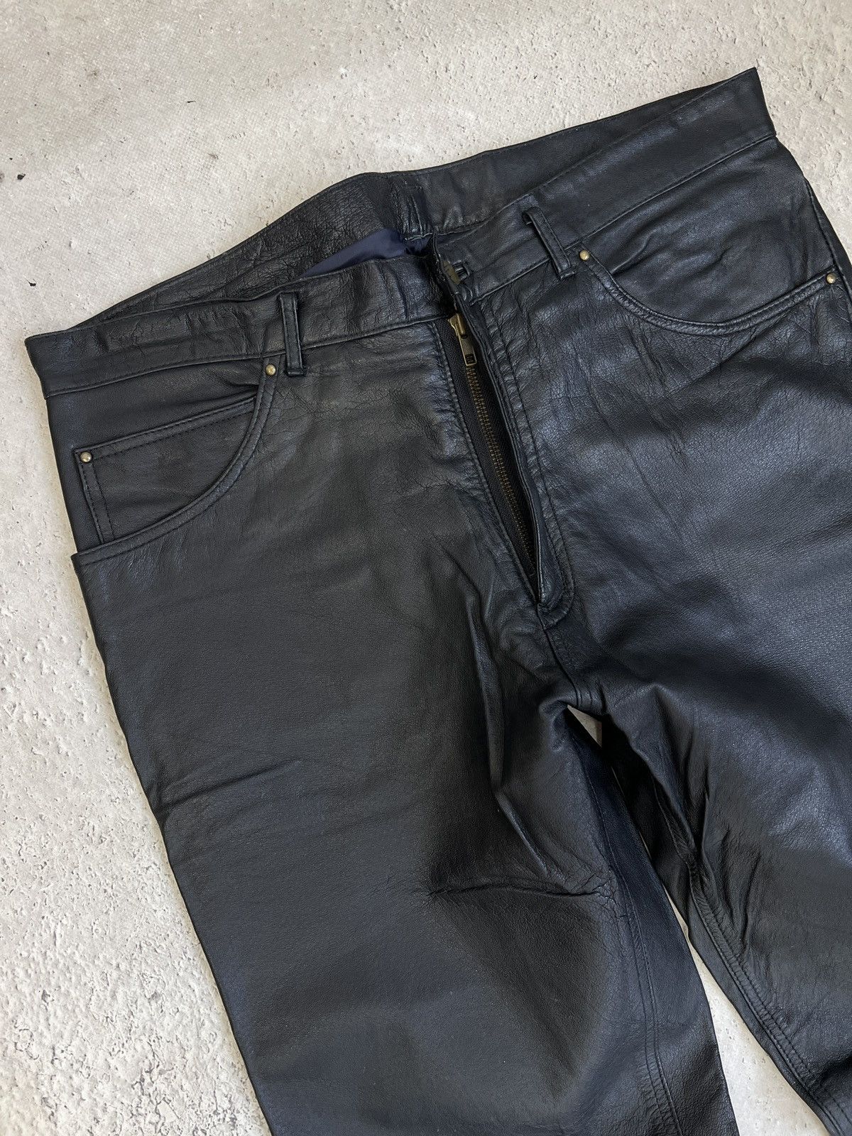 Harley Davidson Black opium leather regular harley davidson style pants y2k Size US 34 / EU 50 - 3 Thumbnail