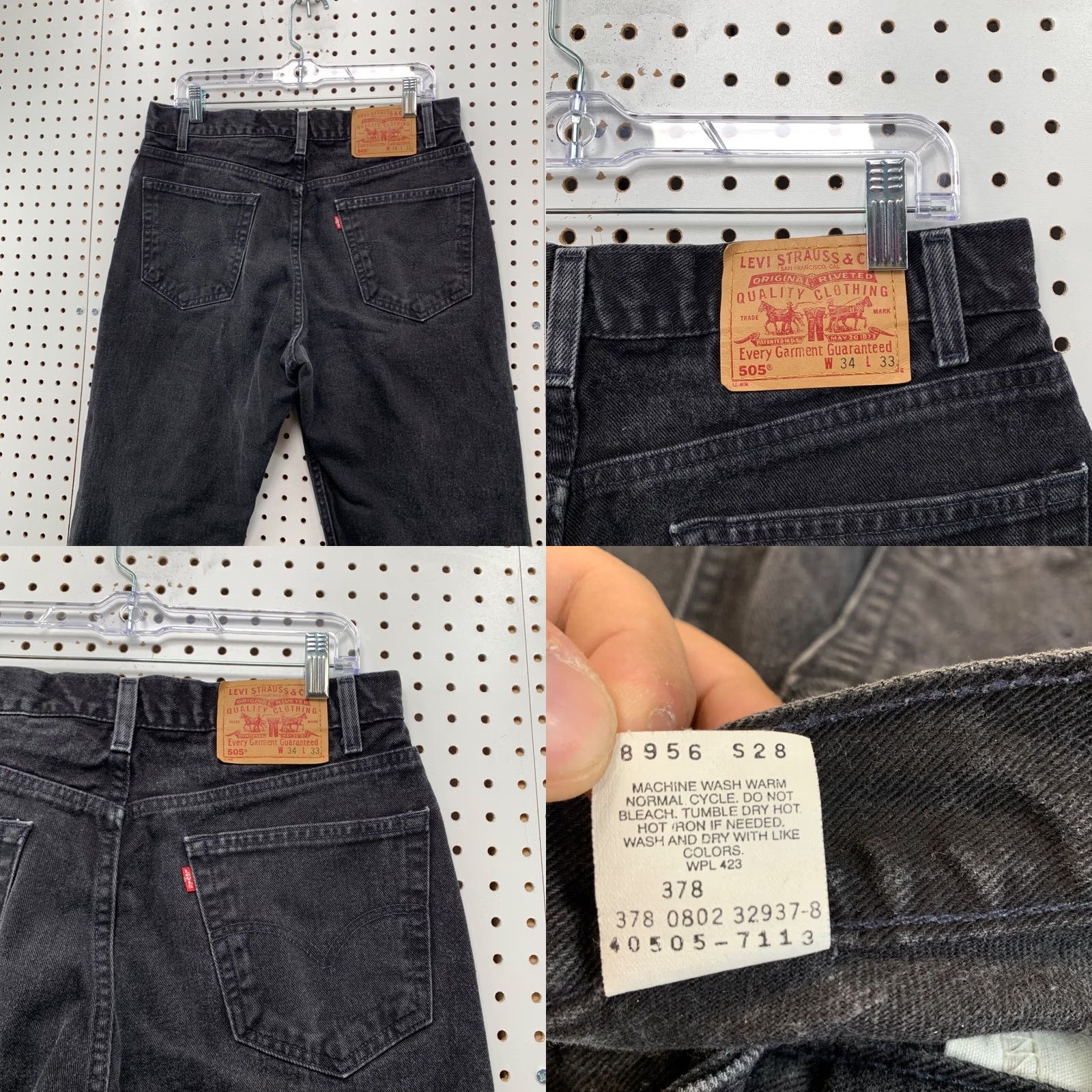Levi's VINTAGE Levi's 505 Black Denim Jeans Mens Size 34x33 Straight Regular Fits Size US 34 / EU 50 - 10 Thumbnail