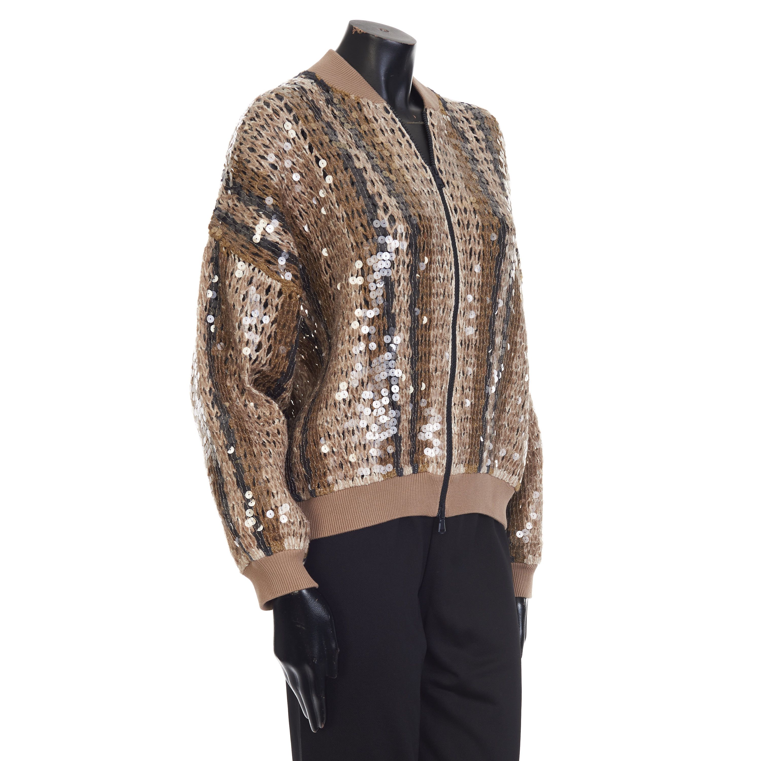 Brunello Cucinelli Stripe Embroidery Bomber Jacket - Jute & Cotton Size M / US 6-8 / IT 42-44 - 13 Thumbnail