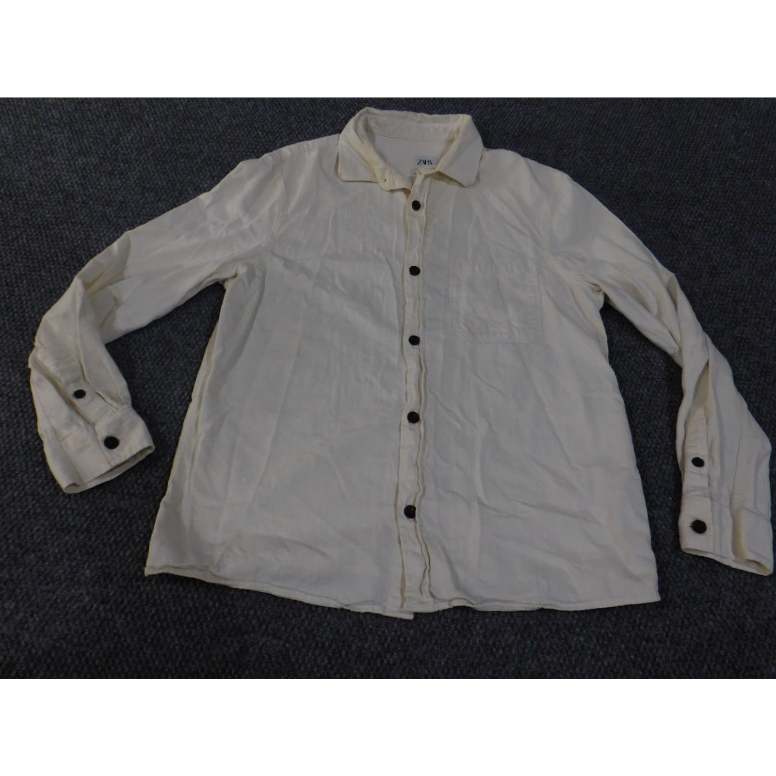 Zara Zara Shirt Mens Denim Button-Up Large Beige Cotton Retro Casual Long Sleeve Button-Down Collared Pocketed Size US L / EU 52-54 / 3 - 2 Thumbnail