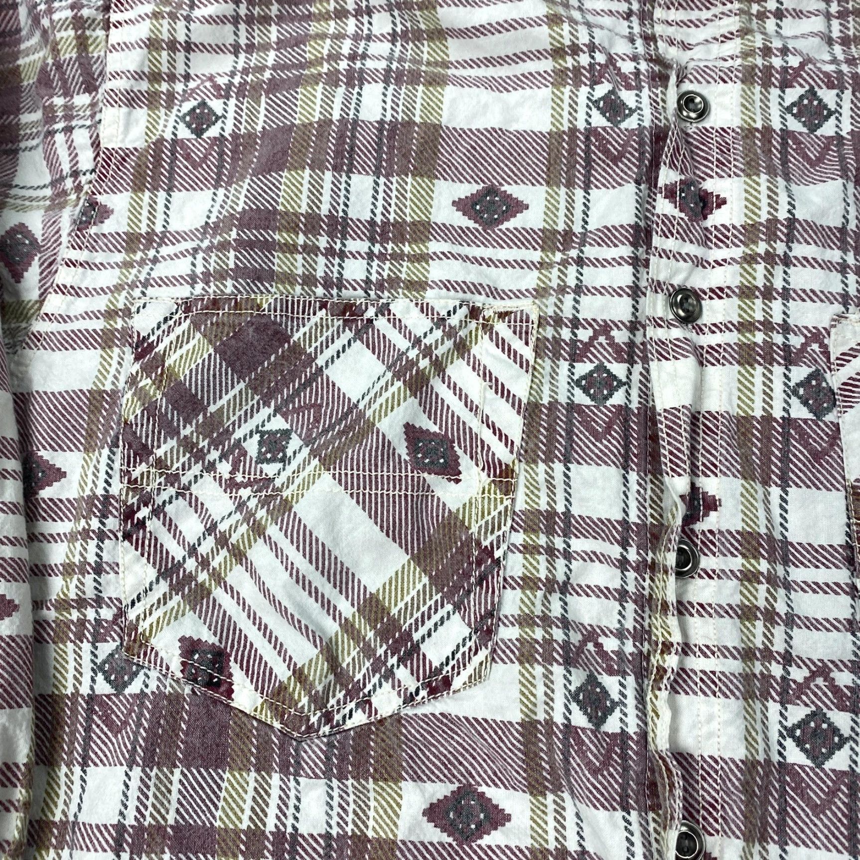 Vintage Impact Shirt Mens M Burgundy Plaid Western Pearl Snap Long Sleeve Aztec Cotton Pockets Button-Up - Collared - Vintage No - Red Size US M / EU 48-50 / 2 - 3 Thumbnail