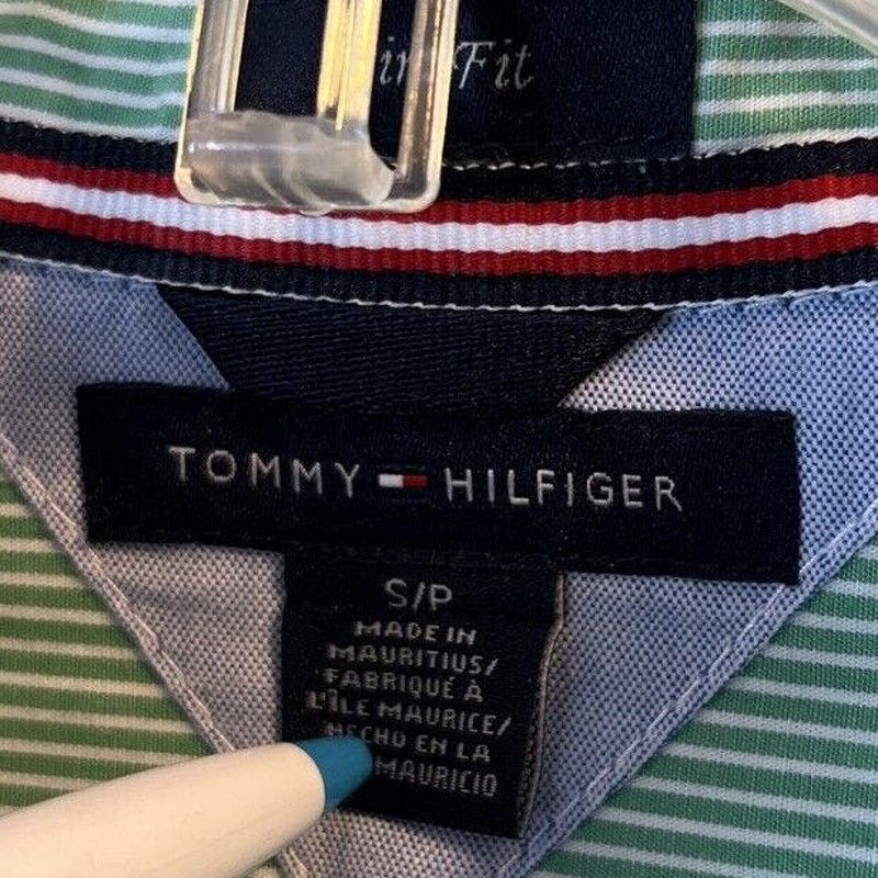 Tommy Hilfiger Tommy Hilfiger Men’s S Green Striped Trim Fit cotton Shirt Size US S / EU 44-46 / 1 - 3 Thumbnail