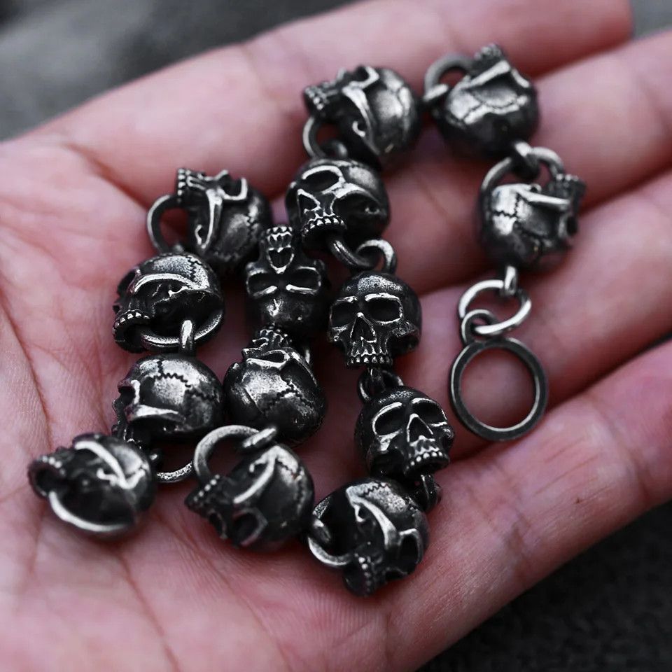 Jewelry Matte Retro Skull Chain Bracelet Size ONE SIZE - 1 Thumbnail