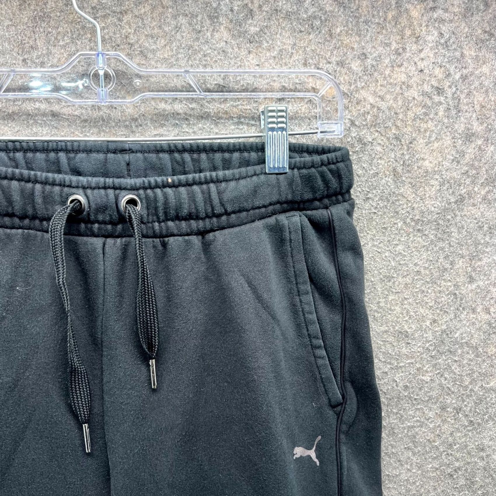 Puma PUMA Sweatpants Mens Medium Black Fleece Joggers Drawstring Cuffed Logo Athletic Pants Size US 31 - 6 Thumbnail