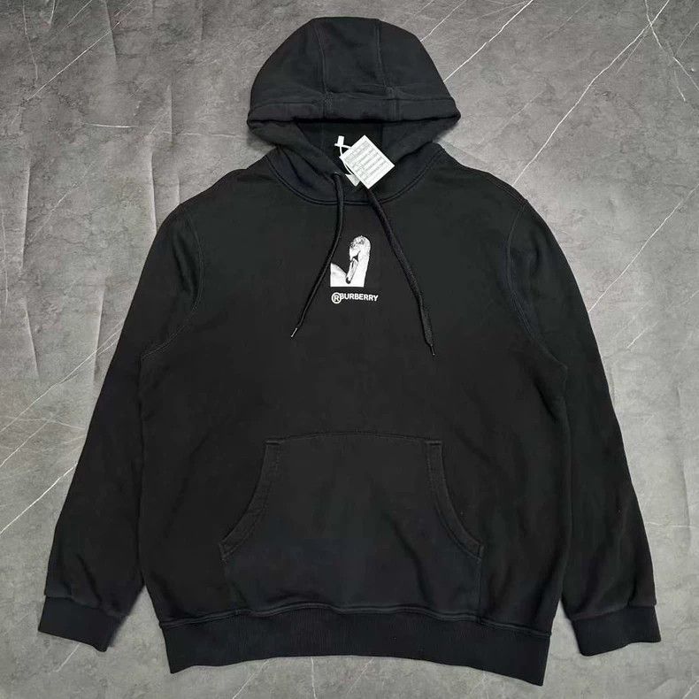 Burberry Burberry Black White Print Hoodie-yf Size US XL / EU 56 / 4 - 1 Thumbnail