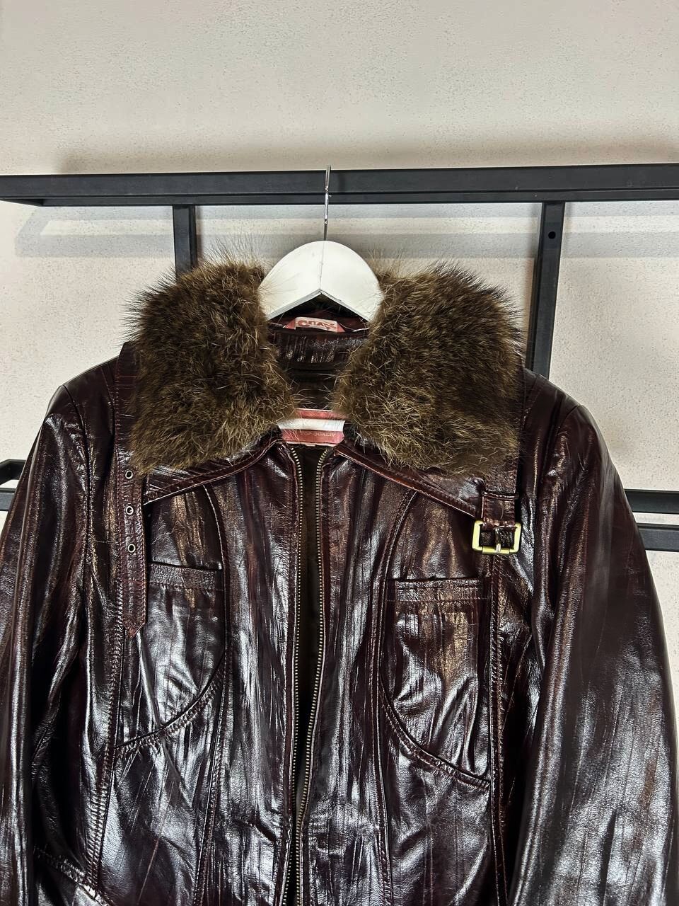Japanese Brand Leather Jacket Fur Collar Vintage Distressed Biker Red Size US S / EU 44-46 / 1 - 5 Thumbnail