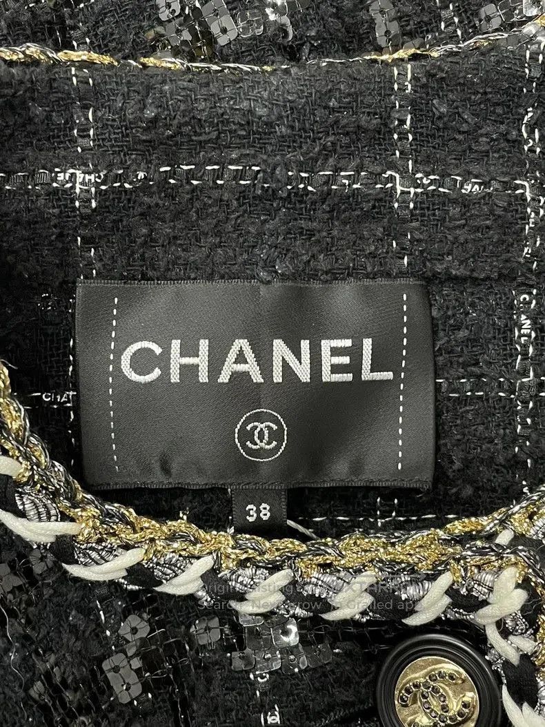 Chanel Chanel Black Sequin Diamond Button Jacket. Size US M / EU 48-50 / 2 - 4 Thumbnail