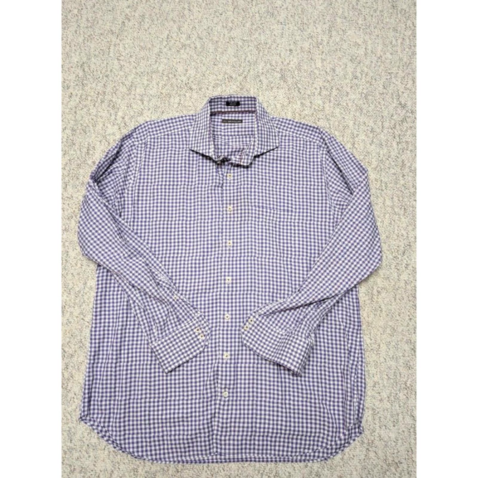 Peter Millar PETER MILLAR long sleeve GINGHAM cotton shirt XL button-up CHECK purple plaid Mens XL Purple Gingham Long Sleeve Cotton Shirt Size US XL / EU 56 / 4 - 4 Thumbnail