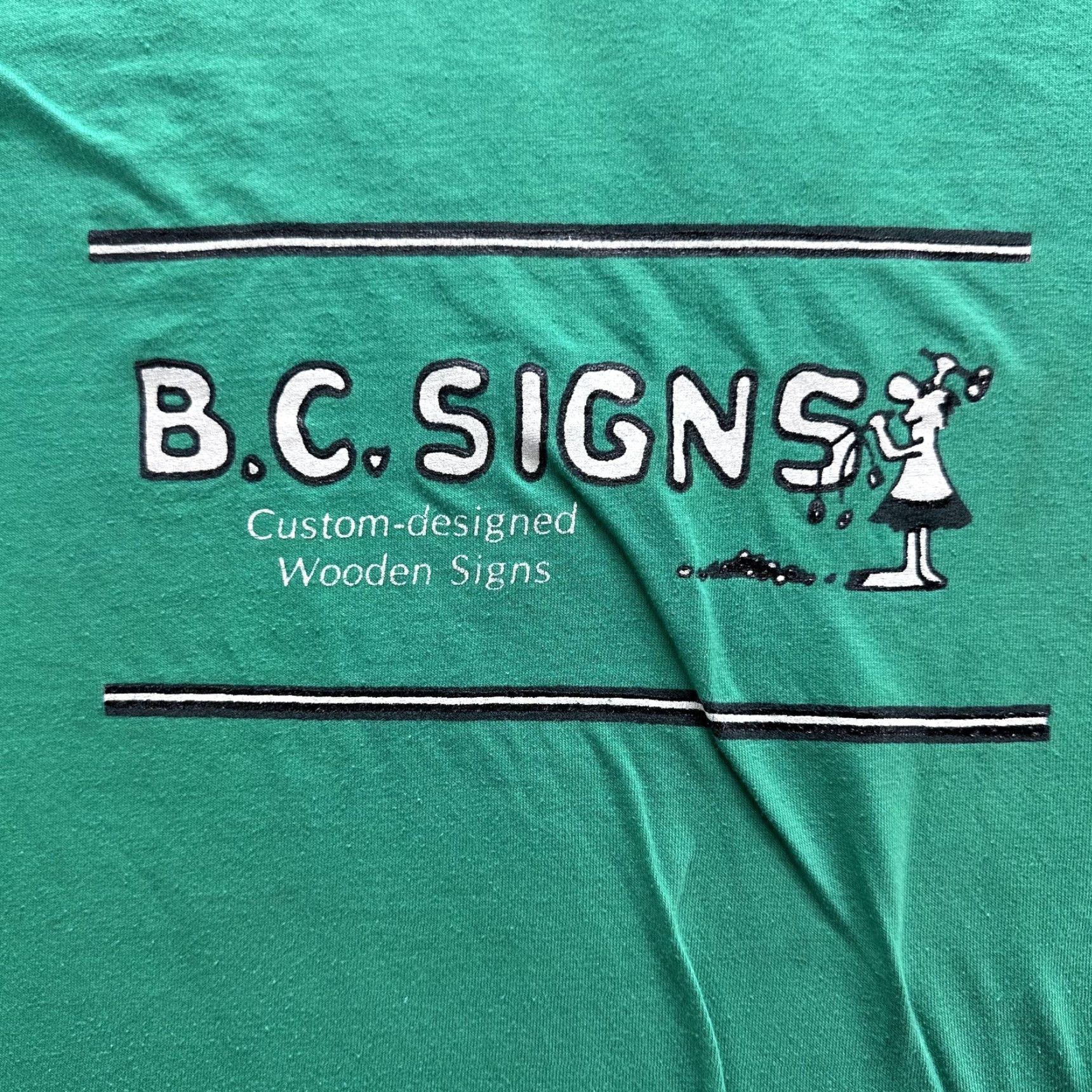 Hanes VINTAGE Hanes Shirt Mens XL Green B.C. SIGNS Graphic 50/50 Made USA Crew Neck Short Sleeve 80s Promo Tee Size US XL / EU 56 / 4 - 2 Thumbnail