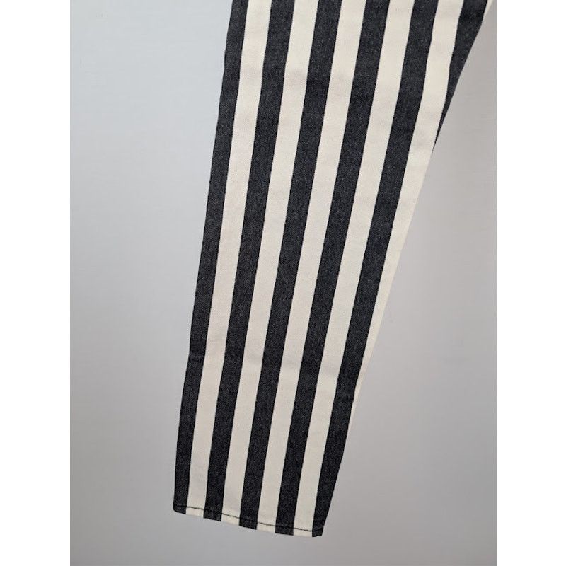 Saint Laurent Paris o1rshd1 Fold Bespoke Stripe Straight Denim Jeans Black/White Size US 30 / EU 46 - 16 Thumbnail