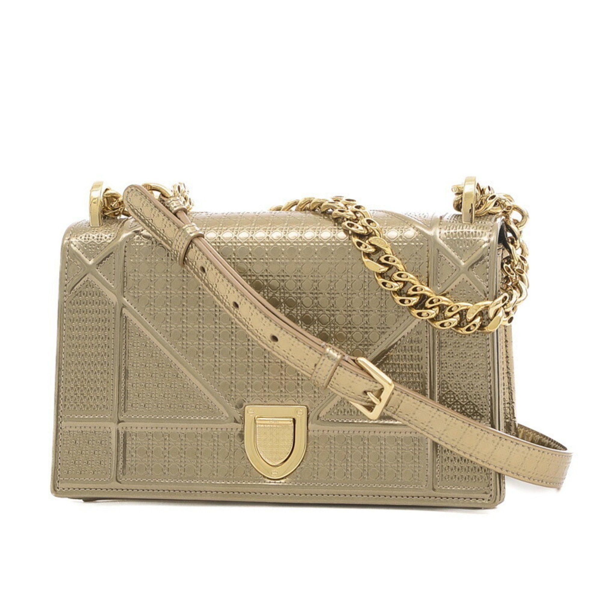 image of Christian Dior Dior Diorama Chain Shoulder Bag Leather Gold, Women's