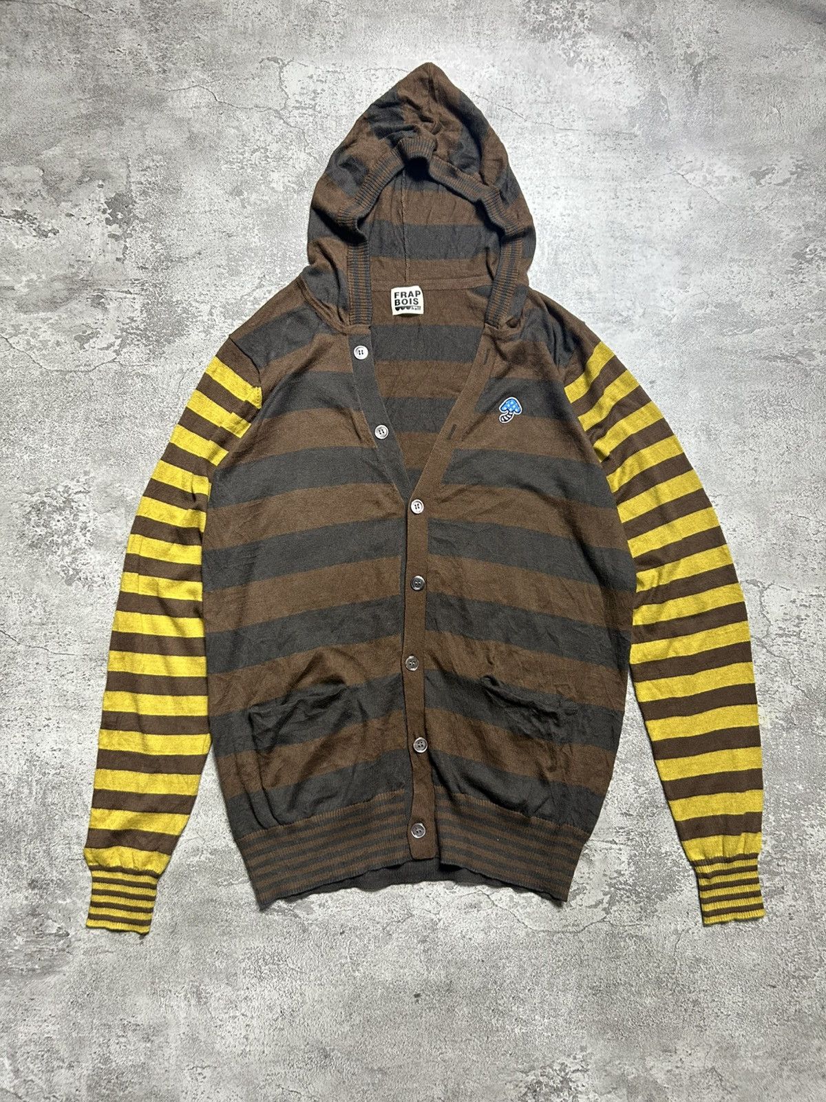 Issey Miyake Frapbois by Issey Miyake Stipe Knit Cardigan Hooded Jacket Size US M / EU 48-50 / 2 - 1 Thumbnail