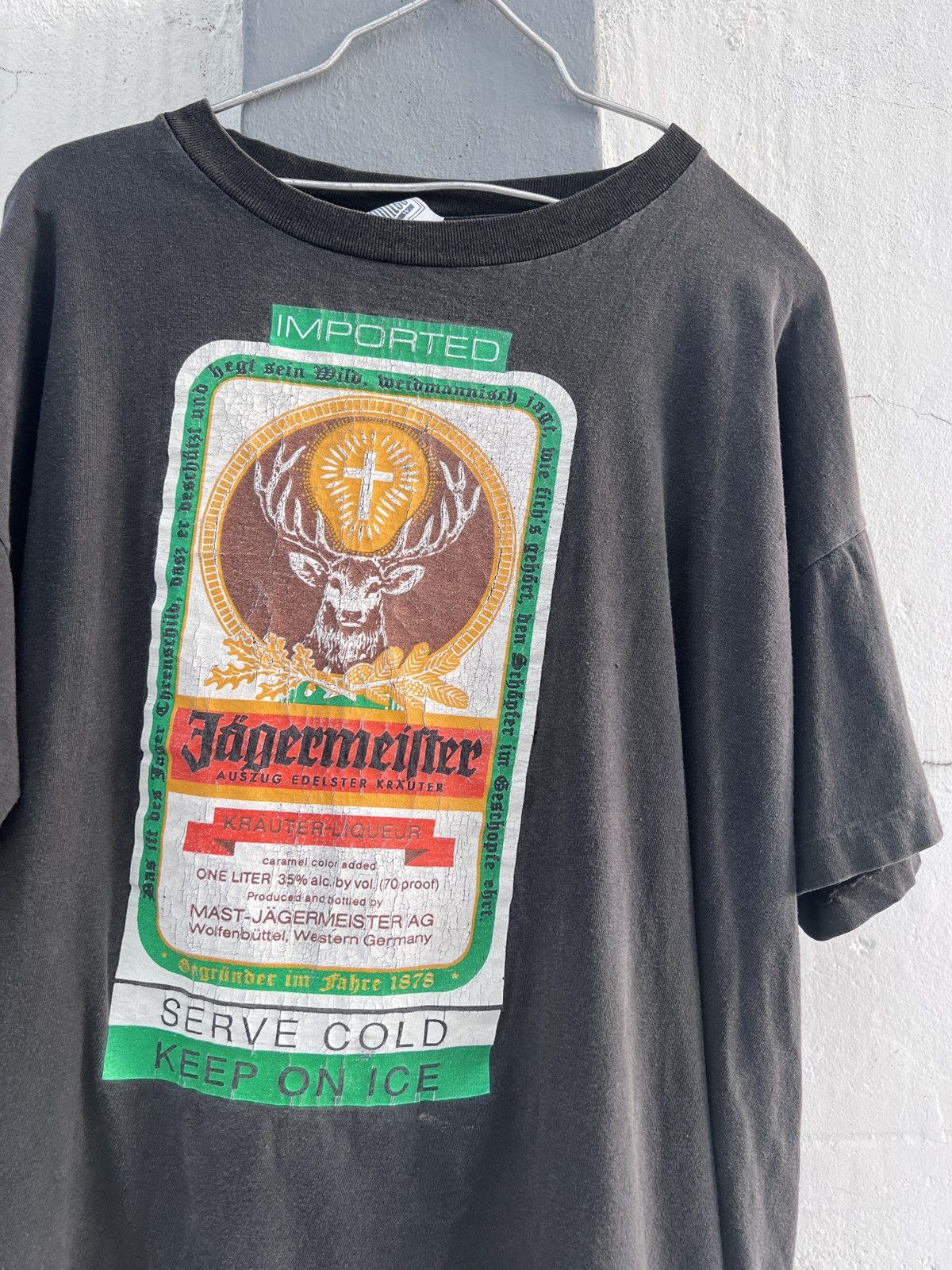 Vintage Vintage 90s Jagermeister Graphic Tee XL Thrashed Faded Size US XL / EU 56 / 4 - 2 Thumbnail