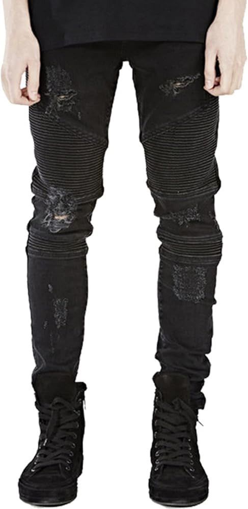 Zara Zara Biker Distressed Black Denim Size US 31 - 1 Thumbnail