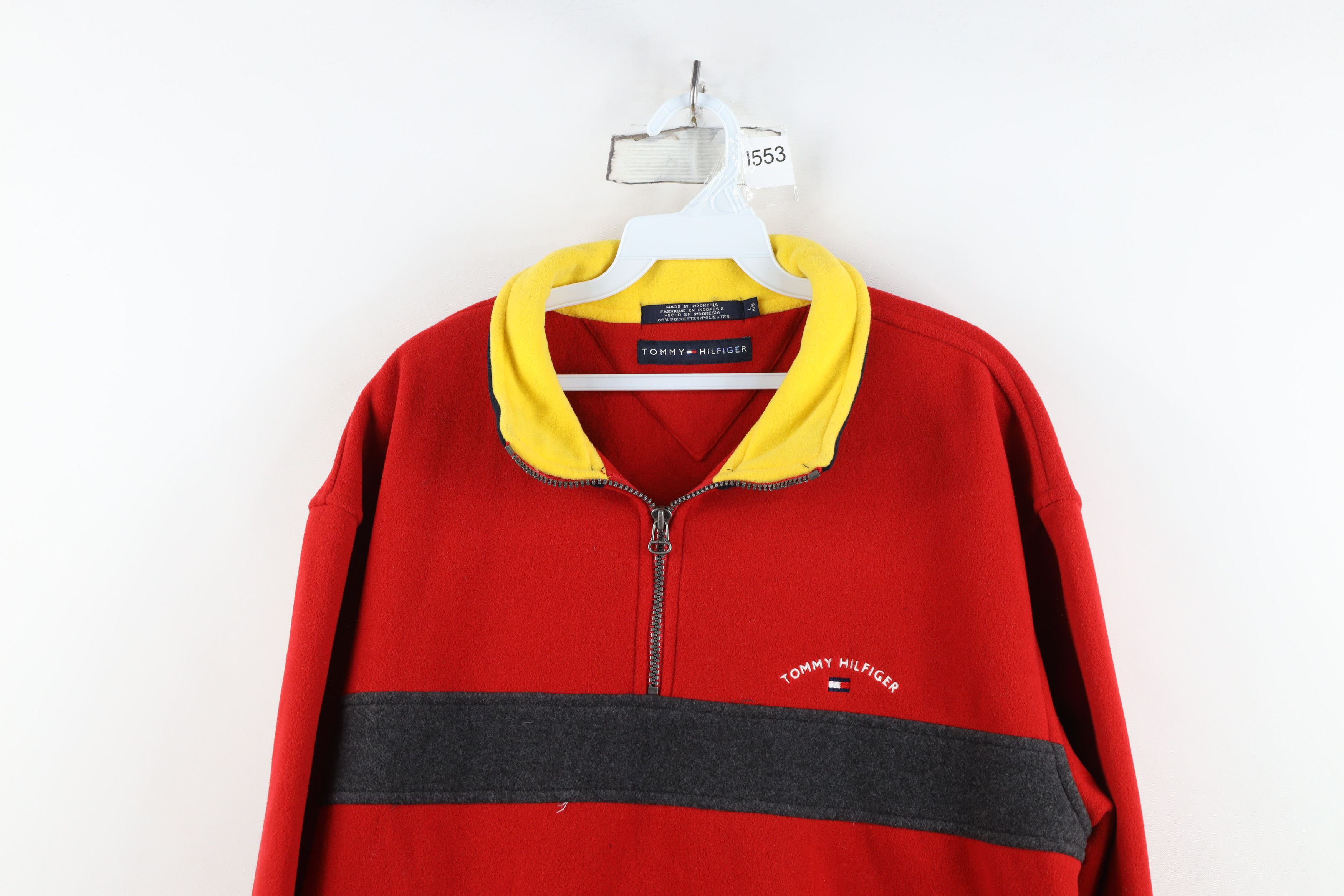 Tommy Hilfiger Vintage 90s Tommy Hilfiger Block Half Zip Fleece Sweater Size US L / EU 52-54 / 3 - 2 Thumbnail