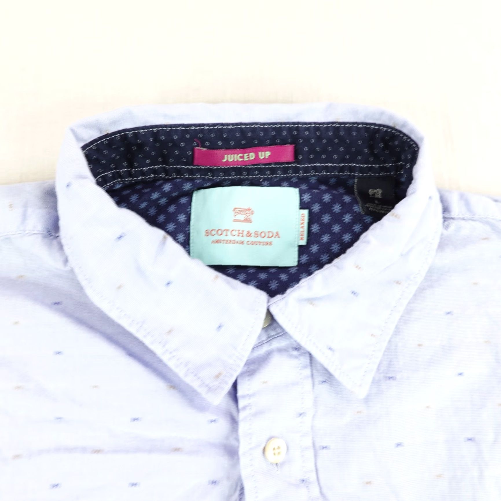 Scotch & Soda Scotch & Soda Shirt Mens Large Light Blue Printed Relax Fit Roll Tab Long Sleeve Button-Up with Pockets Size US L / EU 52-54 / 3 - 2 Thumbnail