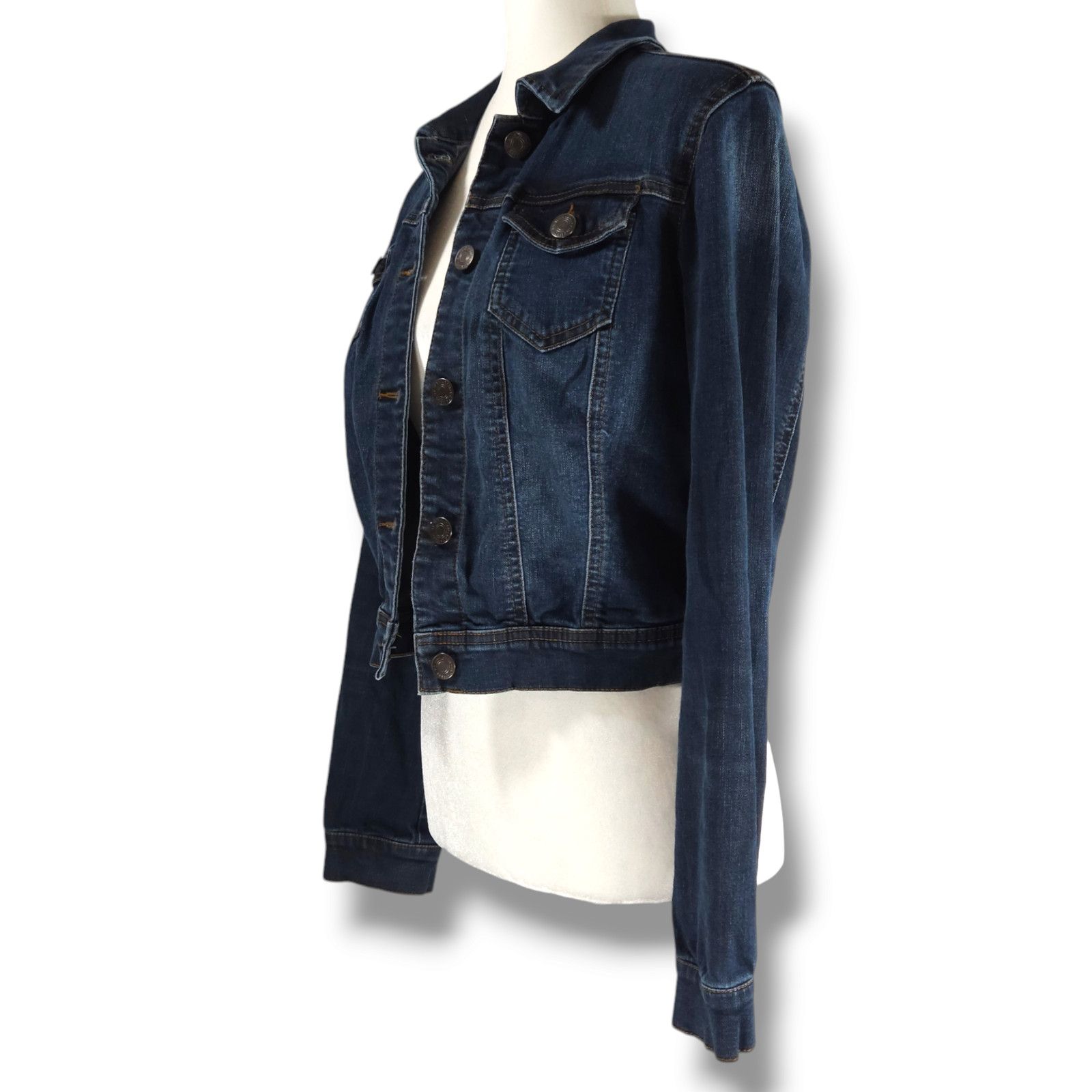 Other EUC Wax Jean Classic Denim Crop Jean Jacket Sz. S Dark Denim Size S / US 4 / IT 40 - 1 Thumbnail