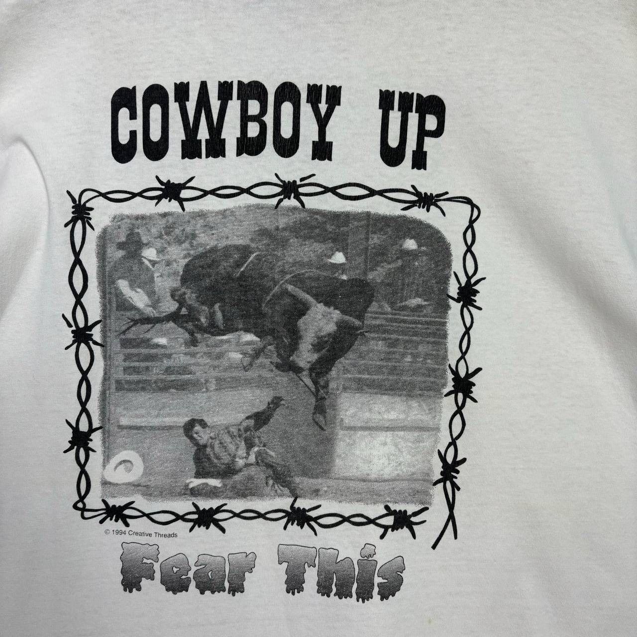 Vintage Vtg 1994 Cowboy Up Fear This Bull Shirt XXL Hanes Oversized Size US XXL / EU 58 / 5 - 3 Thumbnail