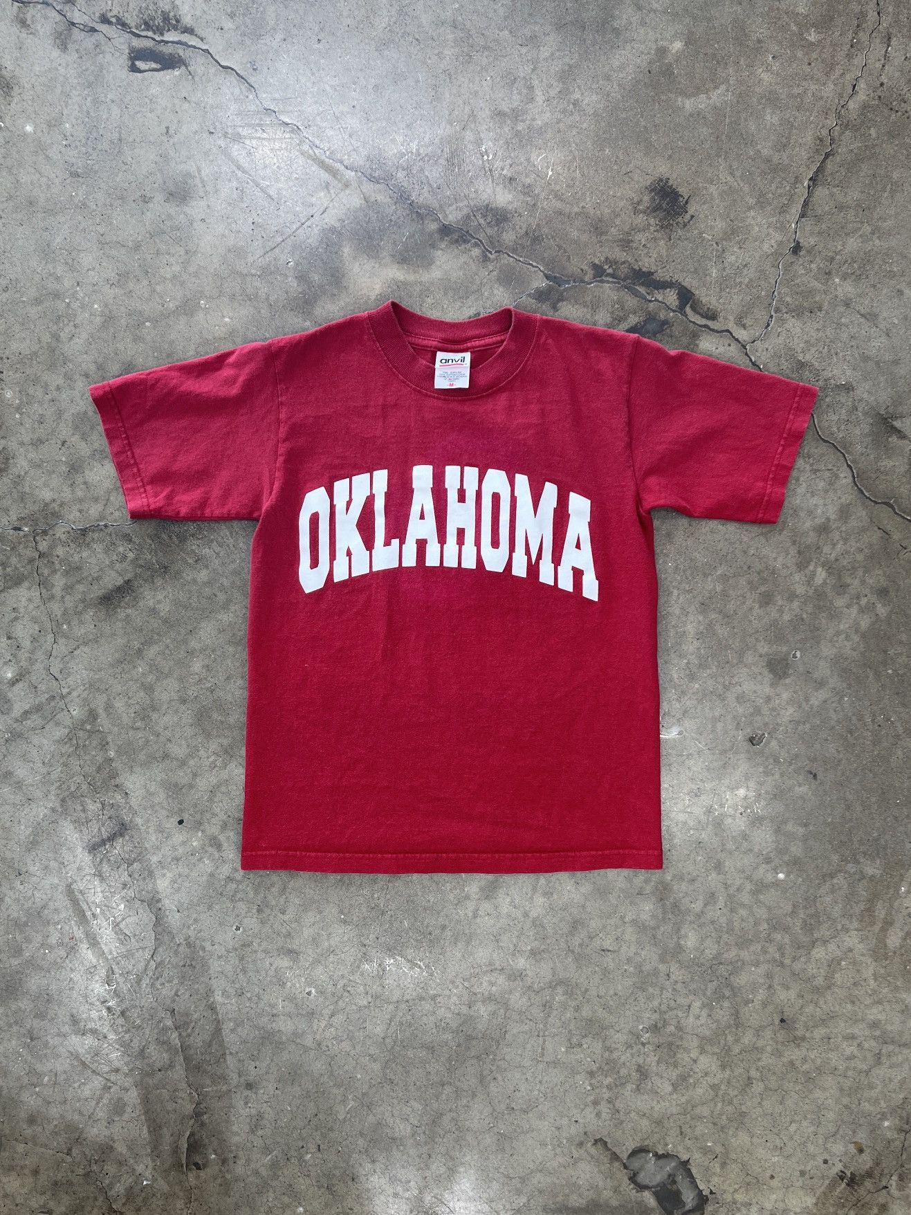 NCAA Vintage Oklahoma University Anvil Tee Youth Medium Size US XXS / EU 40 - 2 Thumbnail