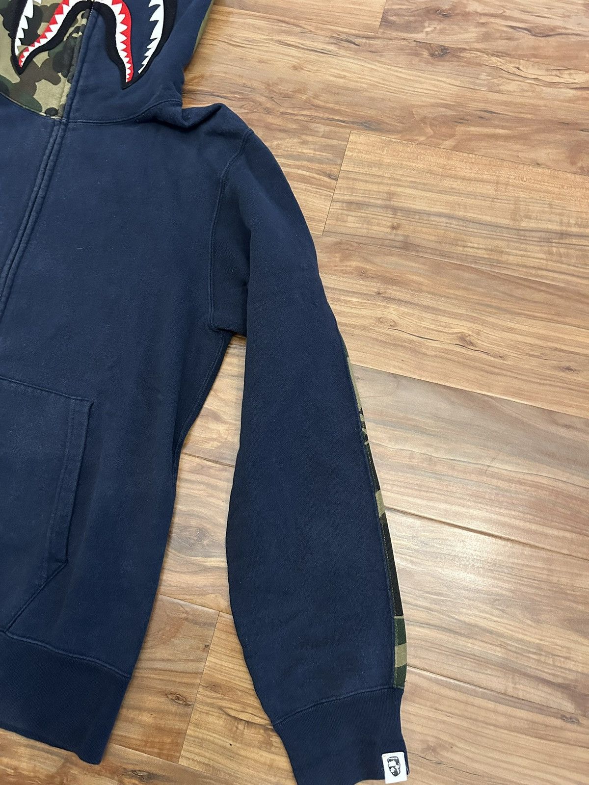 Bape OG Bape Navy/Green Camo Shark Full Zip Hoodie Size US L / EU 52-54 / 3 - 9 Thumbnail