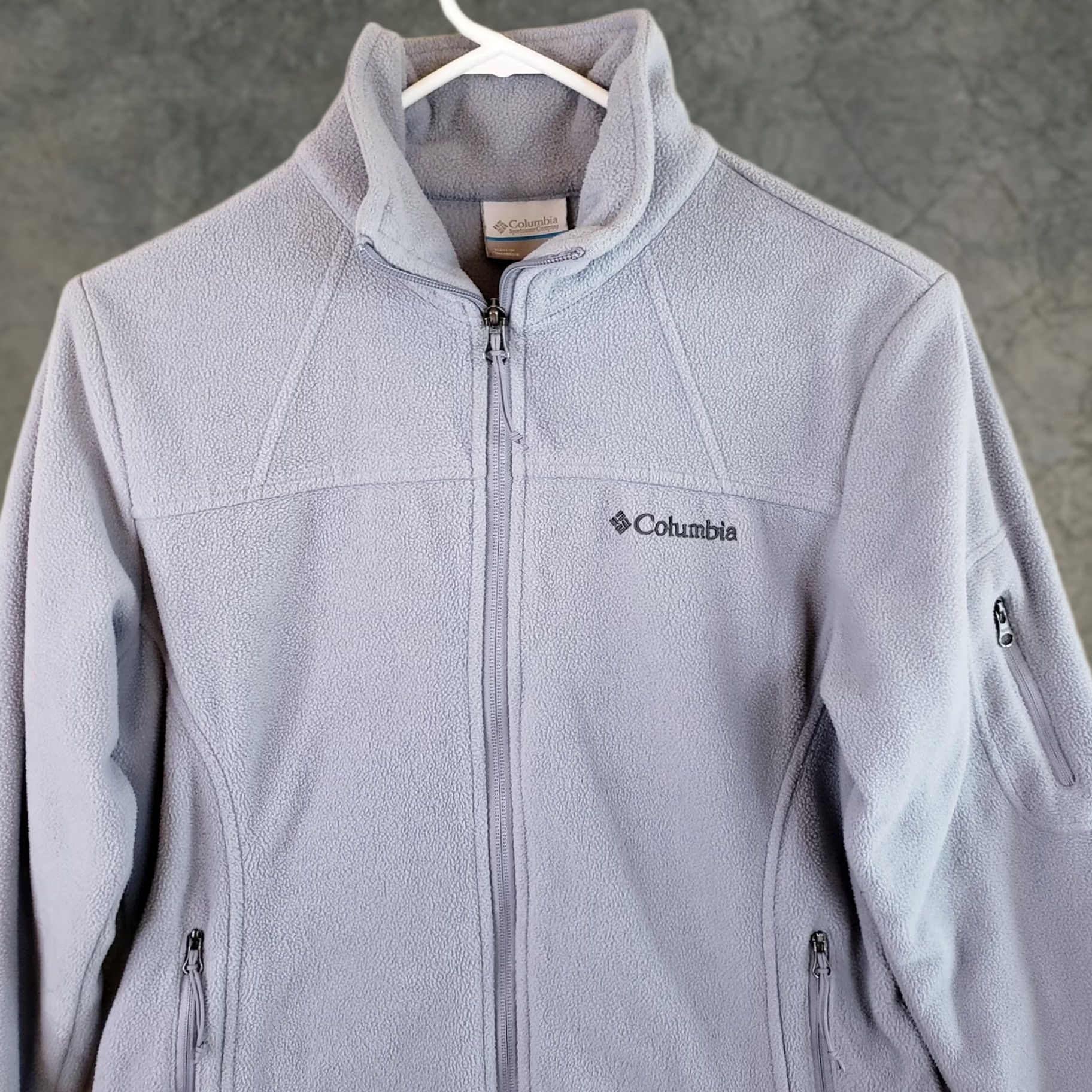 Vintage Columbia Jacket Womens M Gray Softshell Fleece Lined Full Zip Pockets Mock Neck Size M / US 6-8 / IT 42-44 - 1 Thumbnail