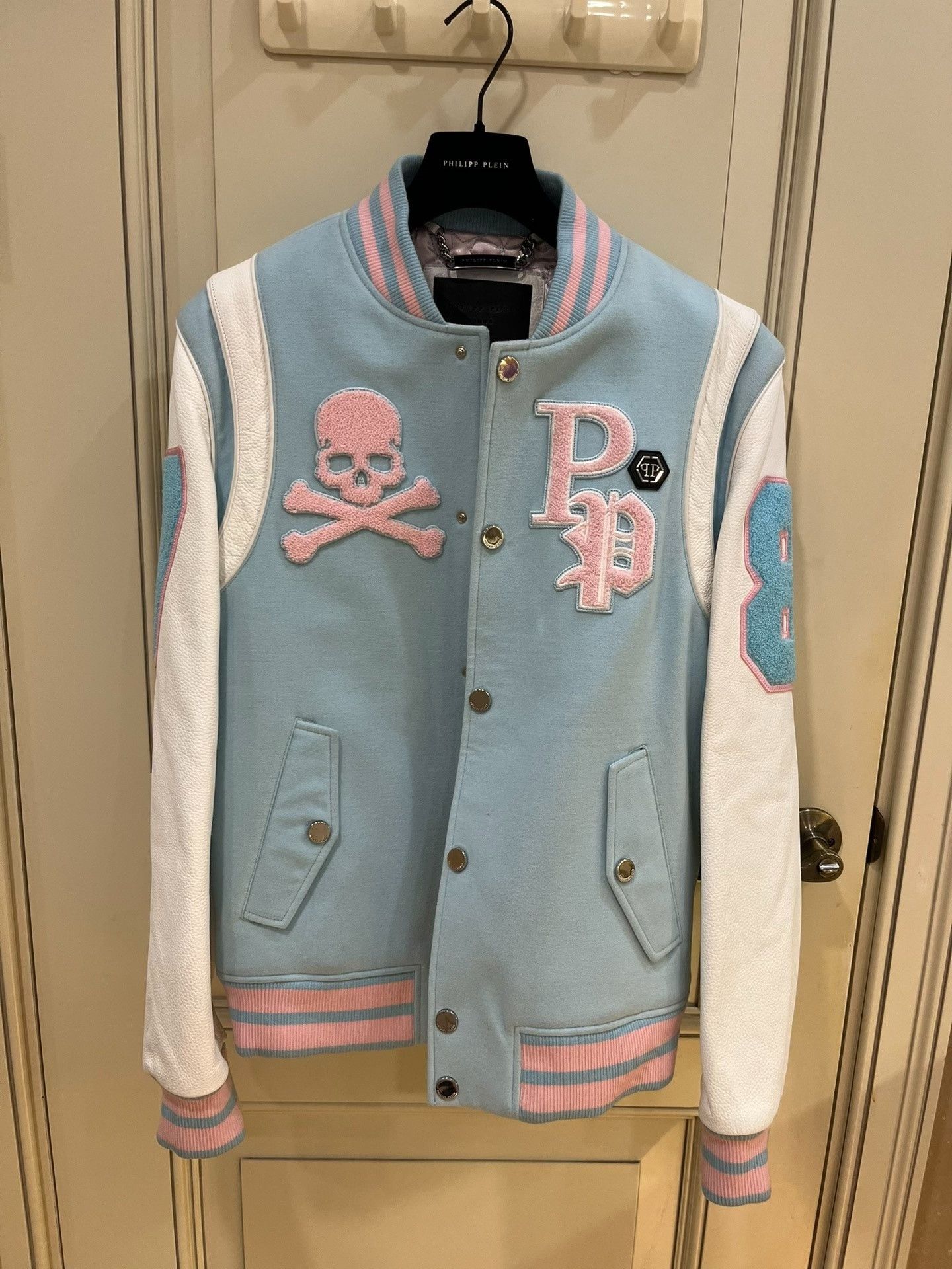 Philipp Plein Philipp Plein Pink Blue Baseball Jacket Size US S / EU 44-46 / 1 - 2 Thumbnail