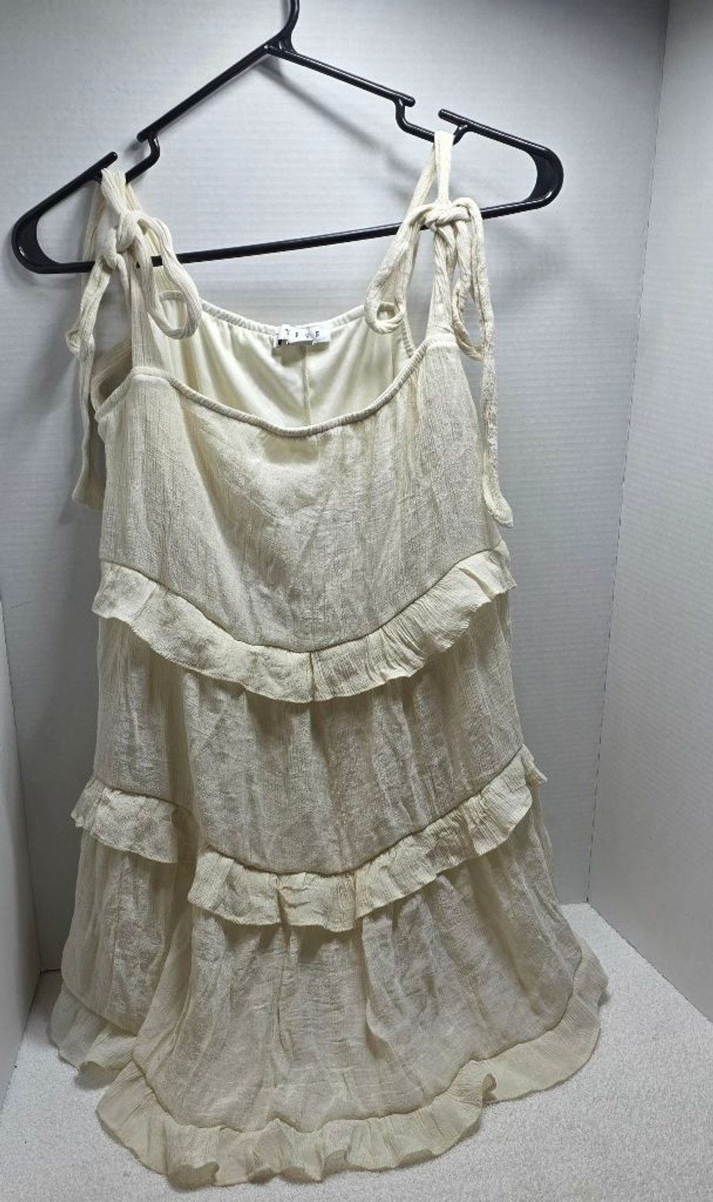 The Unbranded Brand Women's HYFVE Beige Tiered Ruffle Mini Dress L Size L / US 10 / IT 46 - 2 Thumbnail