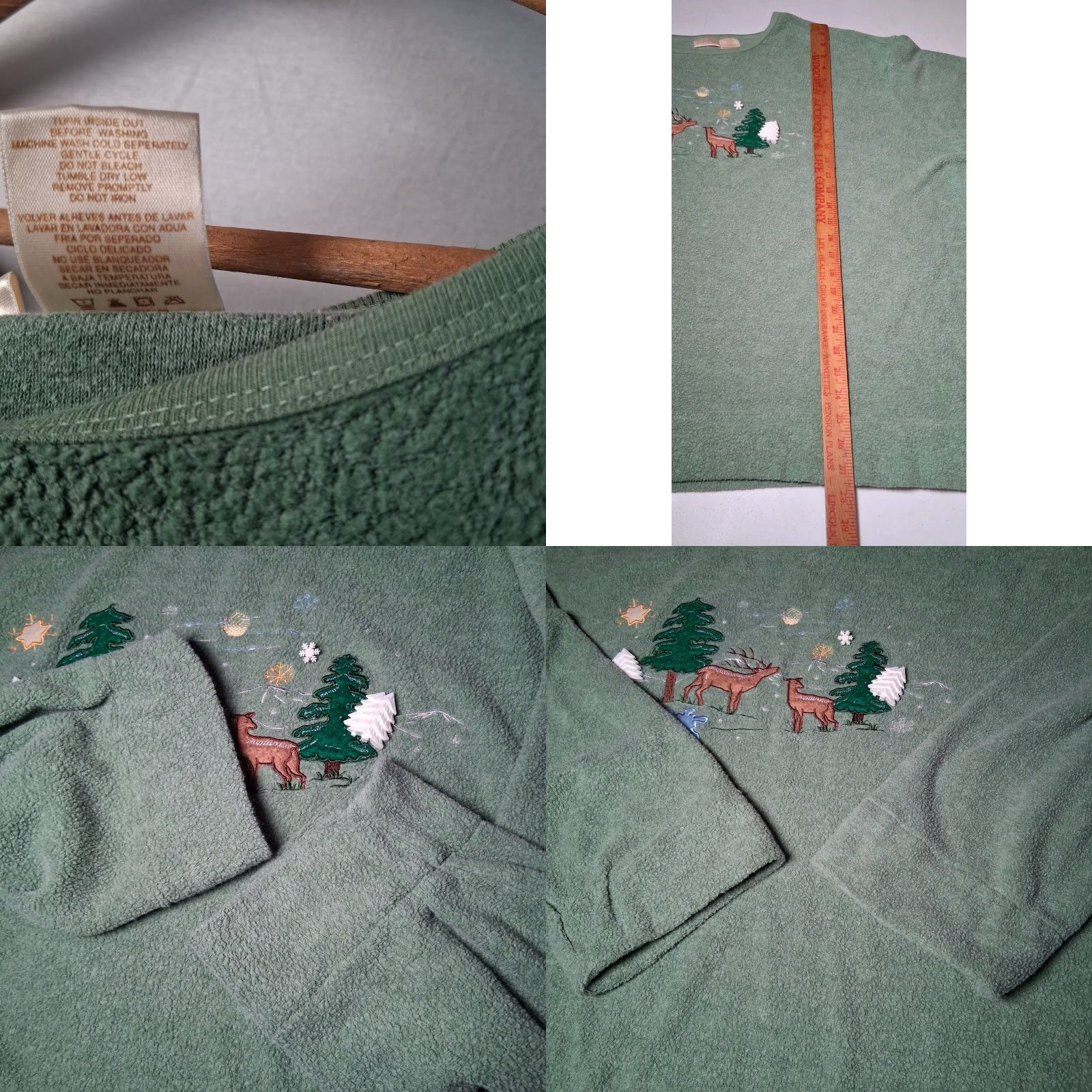 Vintage VINTAGE Bobbie Brooks Fleece Shirt Plus Size 26/28 Winter Deer Snow Green Embroidered Front Applique Reindeer Casual Mens Girls Womens Clothing Size 4XL / US 24-26 - 9 Thumbnail