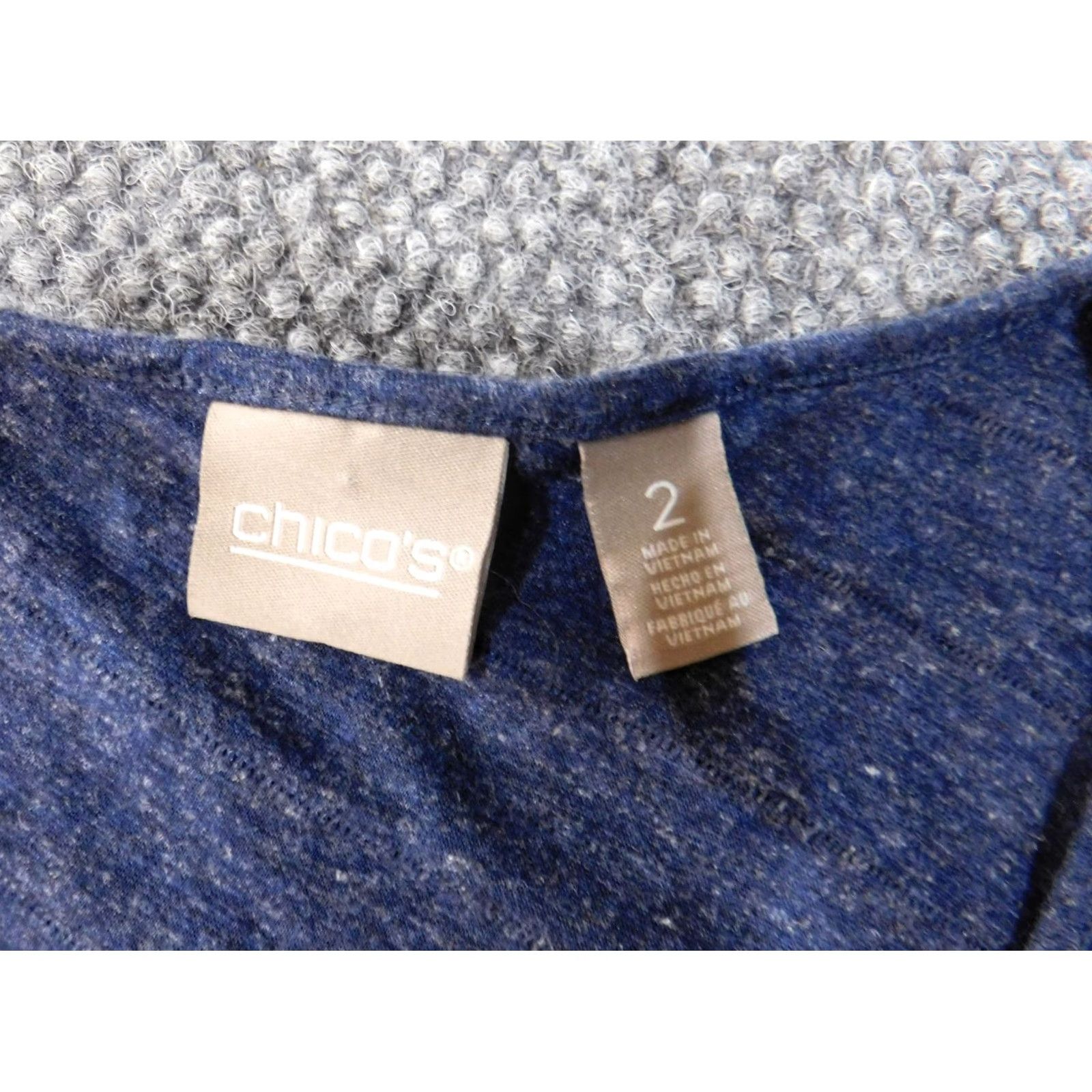 Vintage Chico's Sweater Pullover Knit V-Neck Striped Blue Linen Rayon Size 2 Women's Regular Long Sleeve Stretch Winter Modern Size XS / US 0-2 / IT 36-38 - 5 Thumbnail