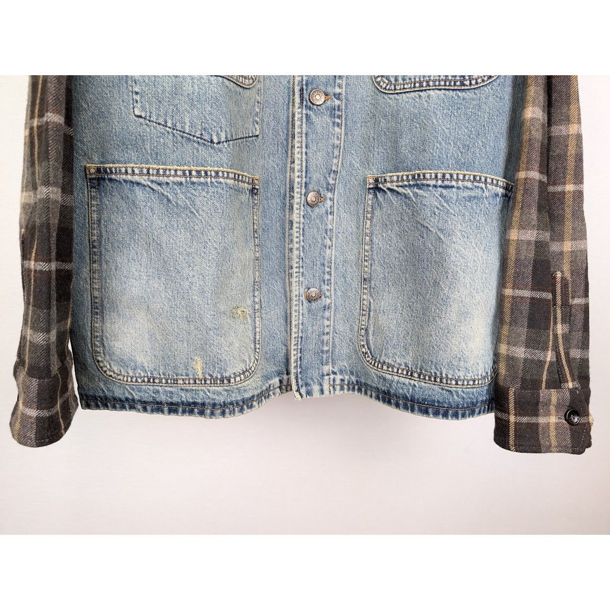 Gucci o1rshd1 Organic Denim Check Jacket in Light Blue/Mix Size US L / EU 52-54 / 3 - 7 Thumbnail