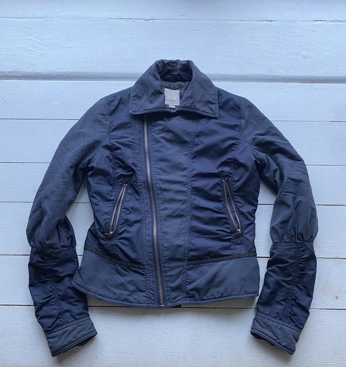 Diesel × If Six Was Nine 90s Diesel Biker Blue Jacket Nylon Insulated Womens Archive Size M / US 6-8 / IT 42-44 - 2 Thumbnail
