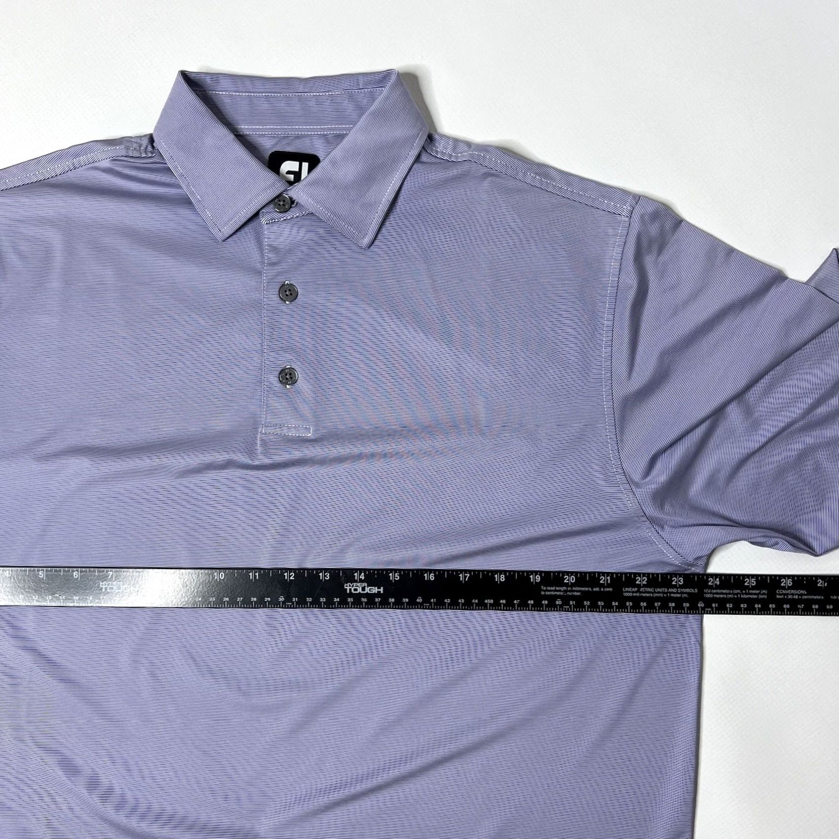 Footjoy FootJoy Polo Shirt Mens Large Purple Stripe Short Sleeve Golf Performance Stretch FJ Back Logo Size US L / EU 52-54 / 3 - 6 Thumbnail