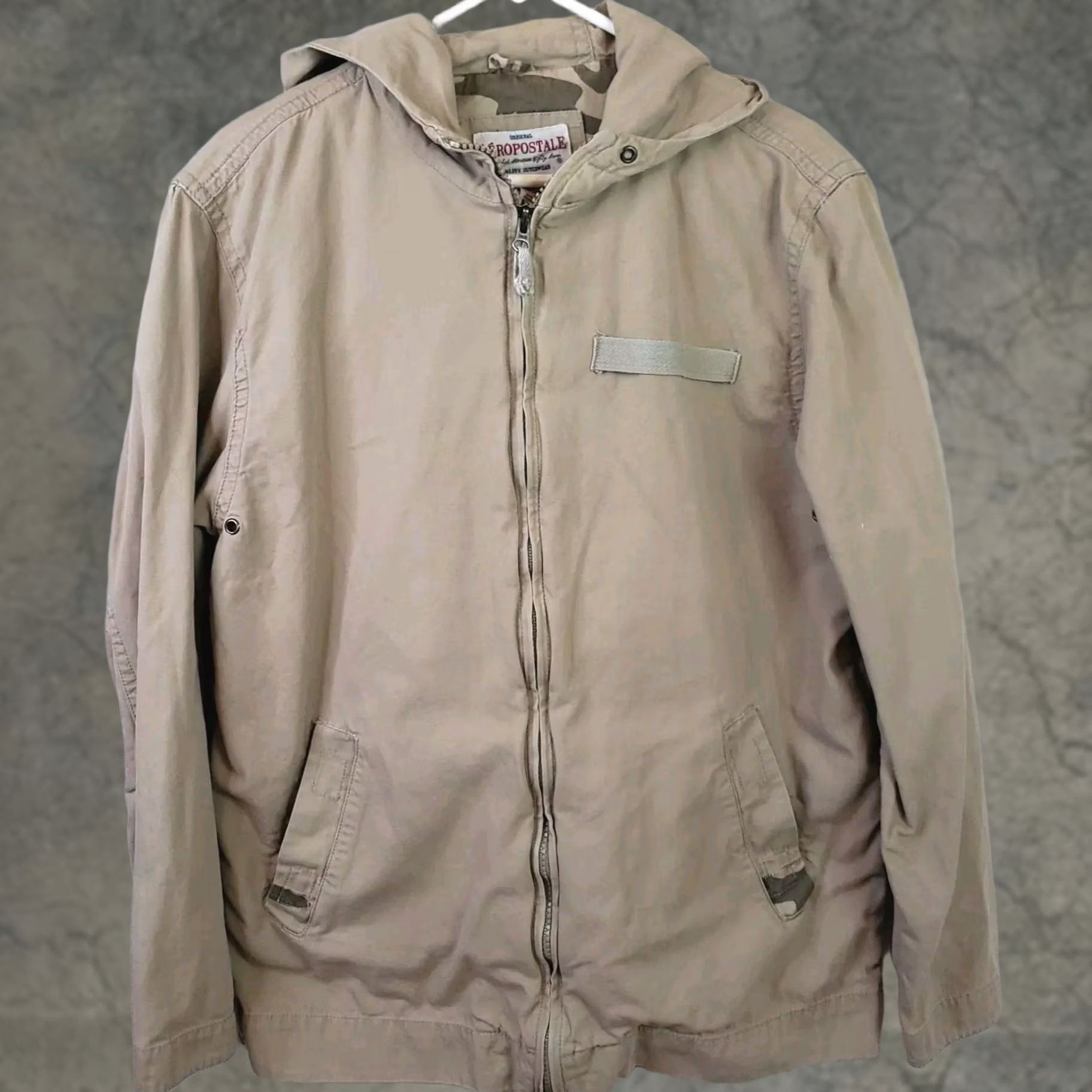 Vintage Aéropostale Men's L Beige Full Zip Canvas Jacket Outdoor Coat Unlined Size US L / EU 52-54 / 3 - 1 Thumbnail