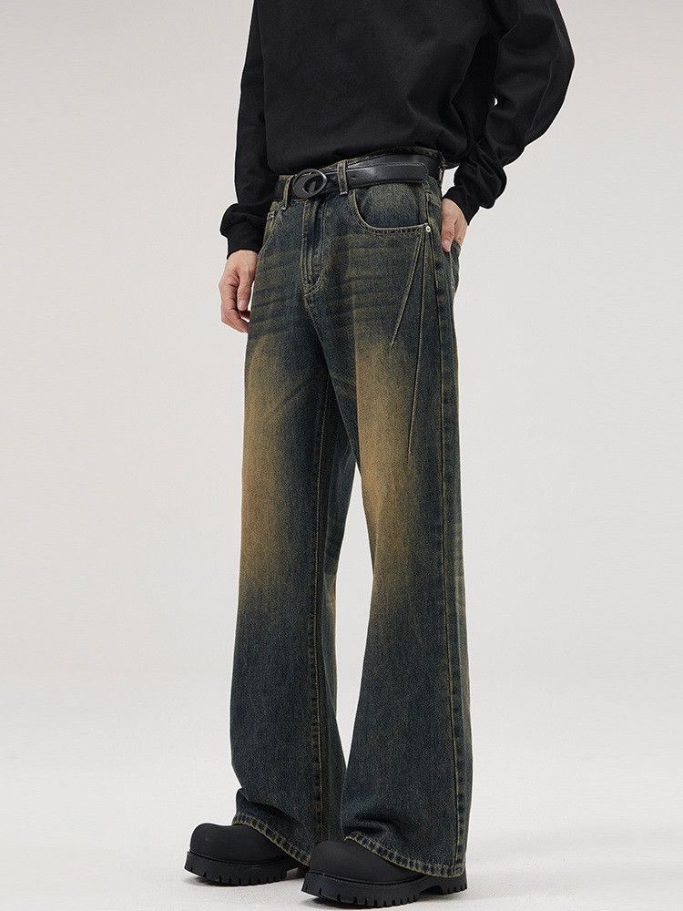 Japanese Brand Men's vintage washed loose straight leg distressed jeans Size US 32 / EU 48 - 3 Thumbnail