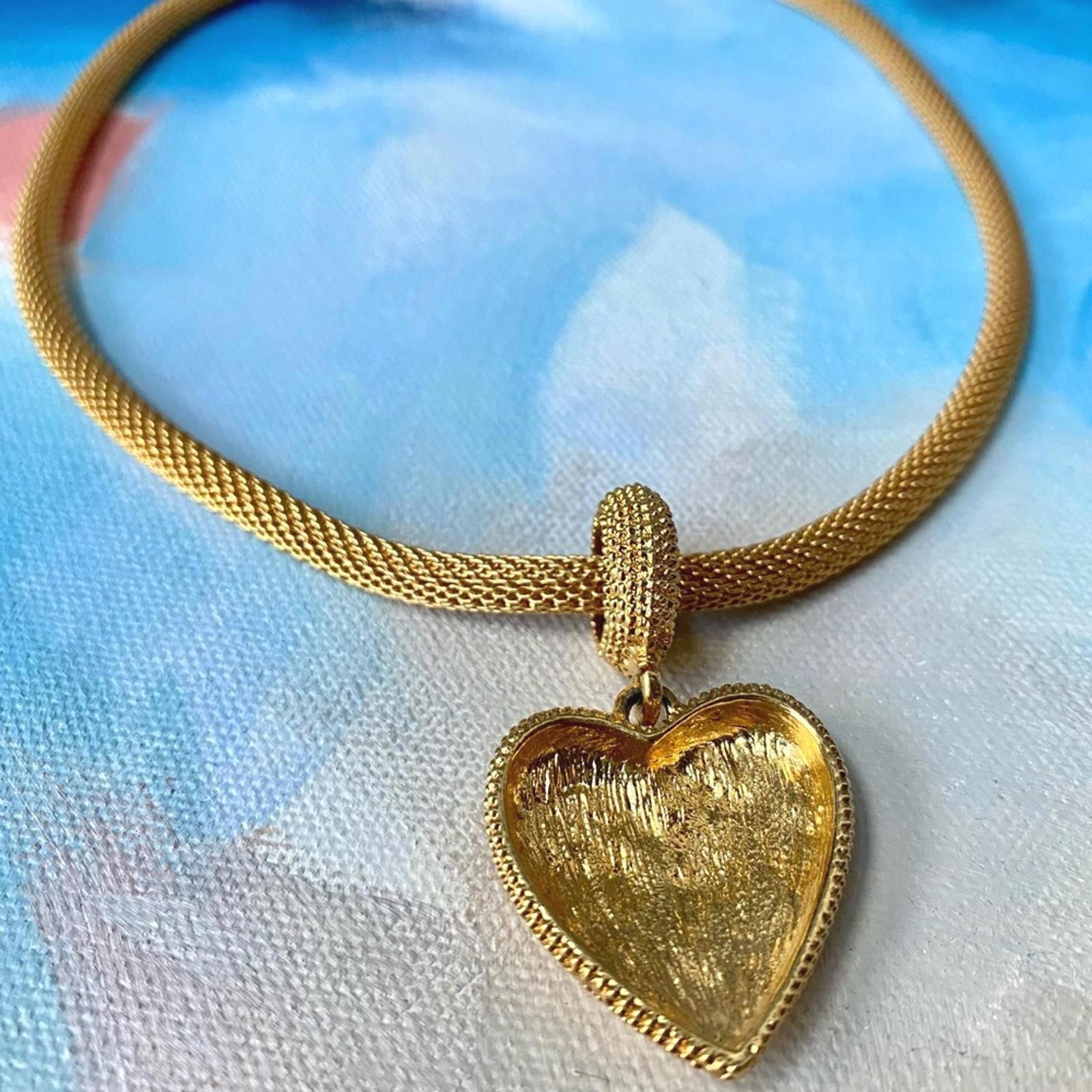 Vintage Vintage 18K Gold Plated Puffy Heart Necklace Size ONE SIZE - 4 Thumbnail