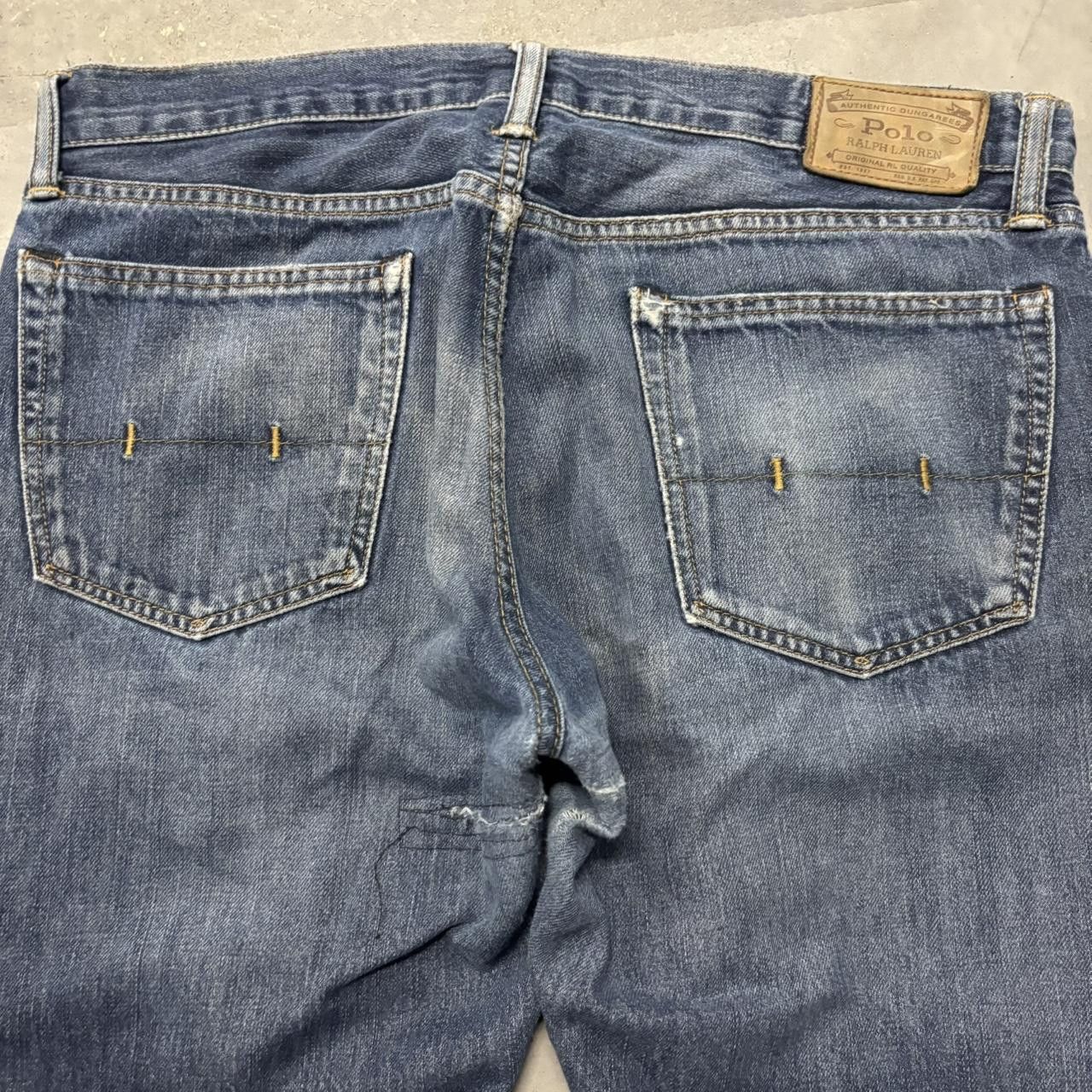 Polo Ralph Lauren × Vintage Crazy Vintage Y2K/2000s Grunge Polo Ralph Lauren Dark Wash Distressed Denim Jeans! Size US 33 - 7 Thumbnail
