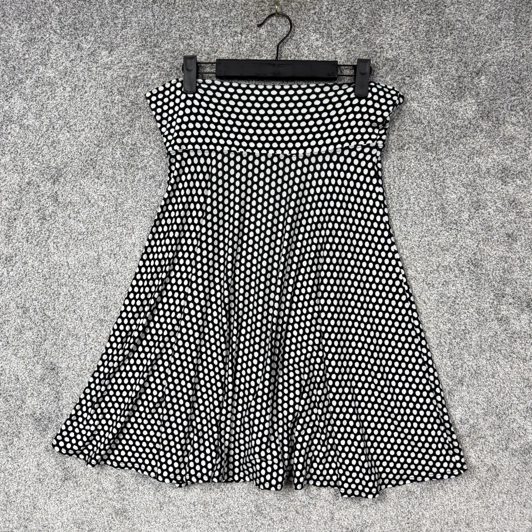 Vintage Max Studio Skirt Medium Black White Polka Dot A Line Knee Length Stretch Retro Size 32" / US 10 / IT 46 - 7 Thumbnail
