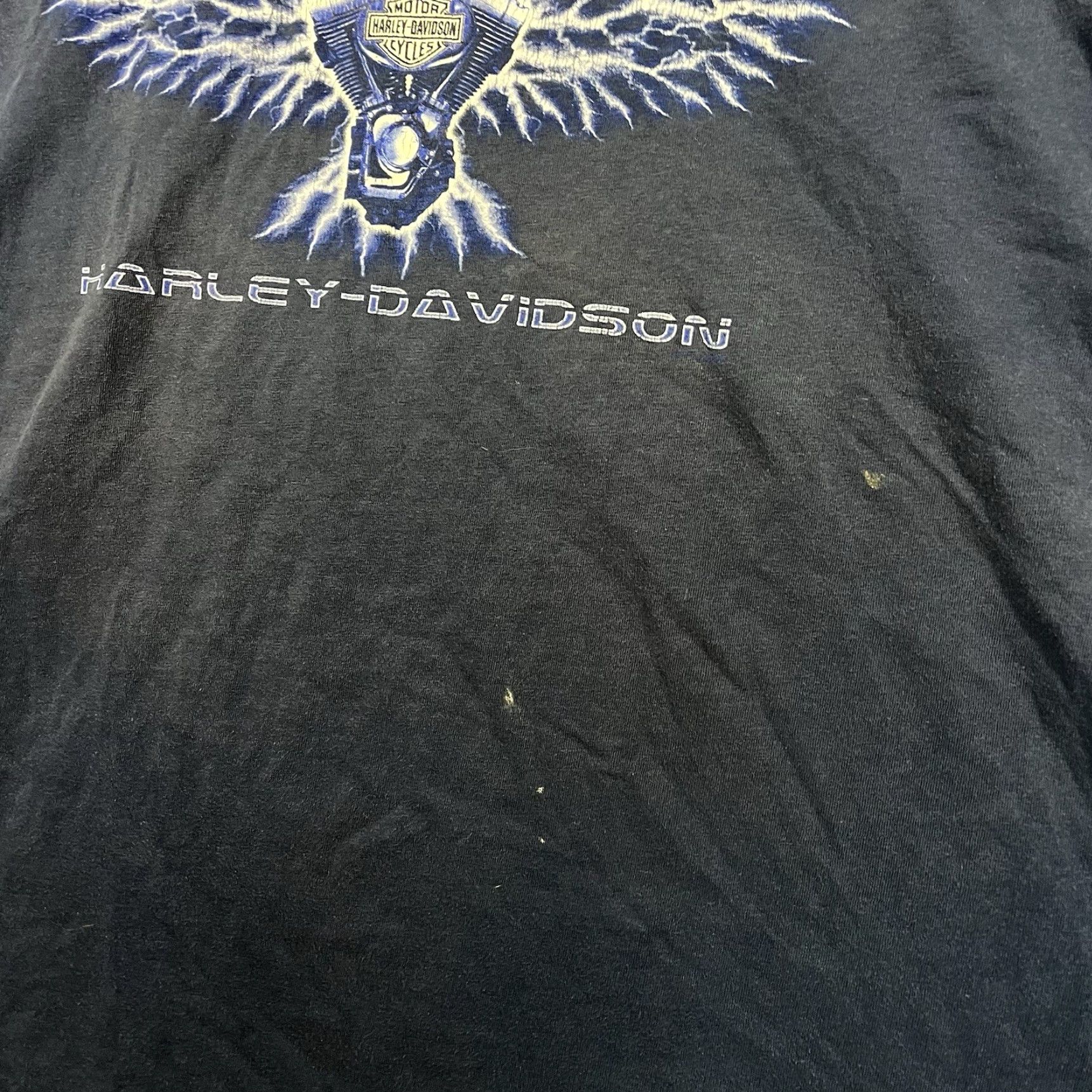 Harley Davidson VINTAGE Harley-Davidson T-Shirt Lightning Eagle Motorcycle Mens XL Blue 90s Size US XL / EU 56 / 4 - 6 Thumbnail