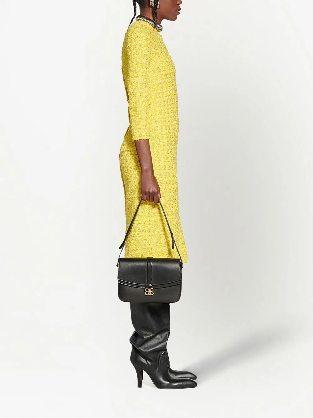 Balenciaga o1y0625 Midi Dress in Yellow Size M / US 6-8 / IT 42-44 - 3 Thumbnail